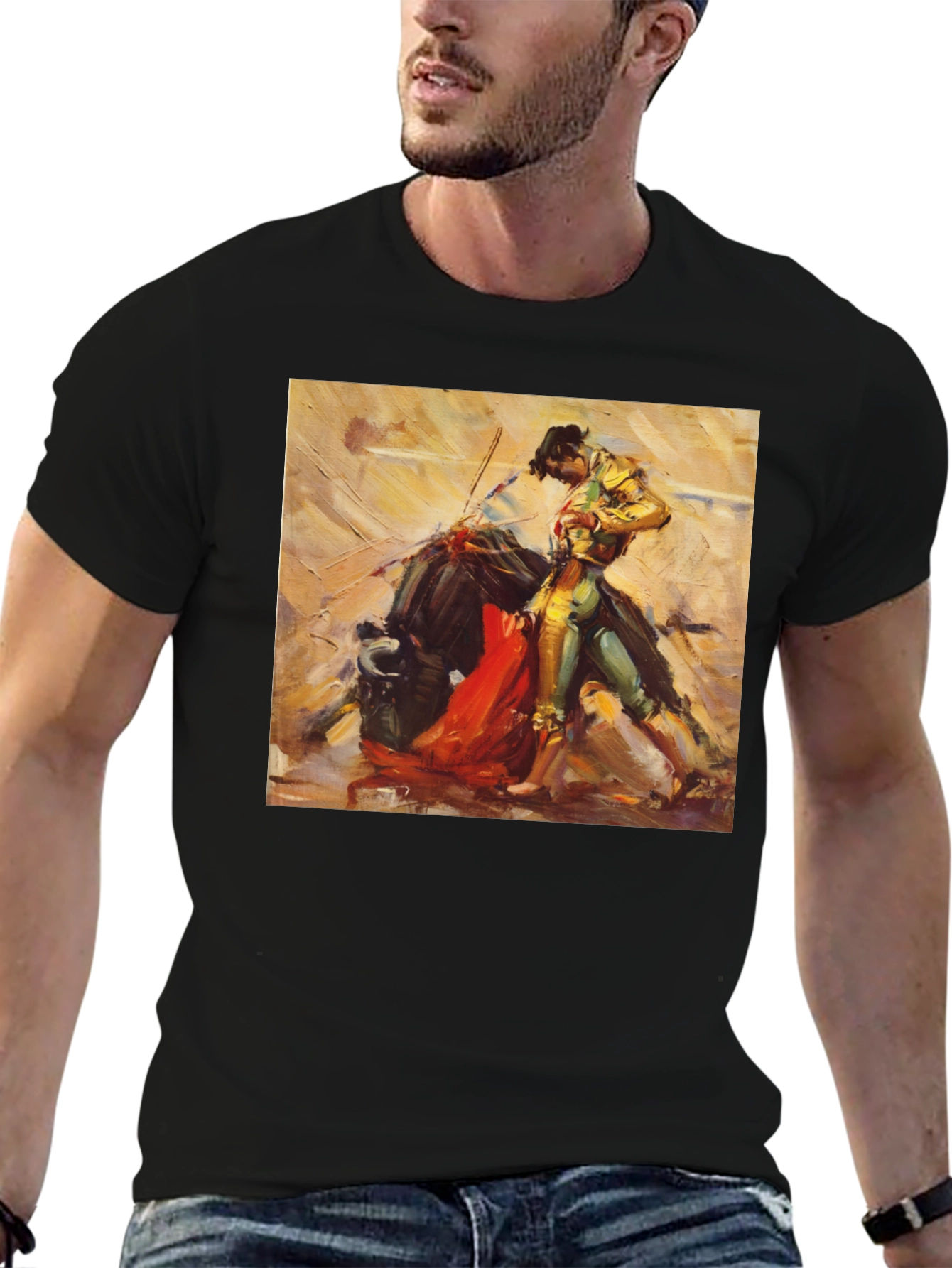 Bullfight Art T-Shirt - Stylish Black Tee