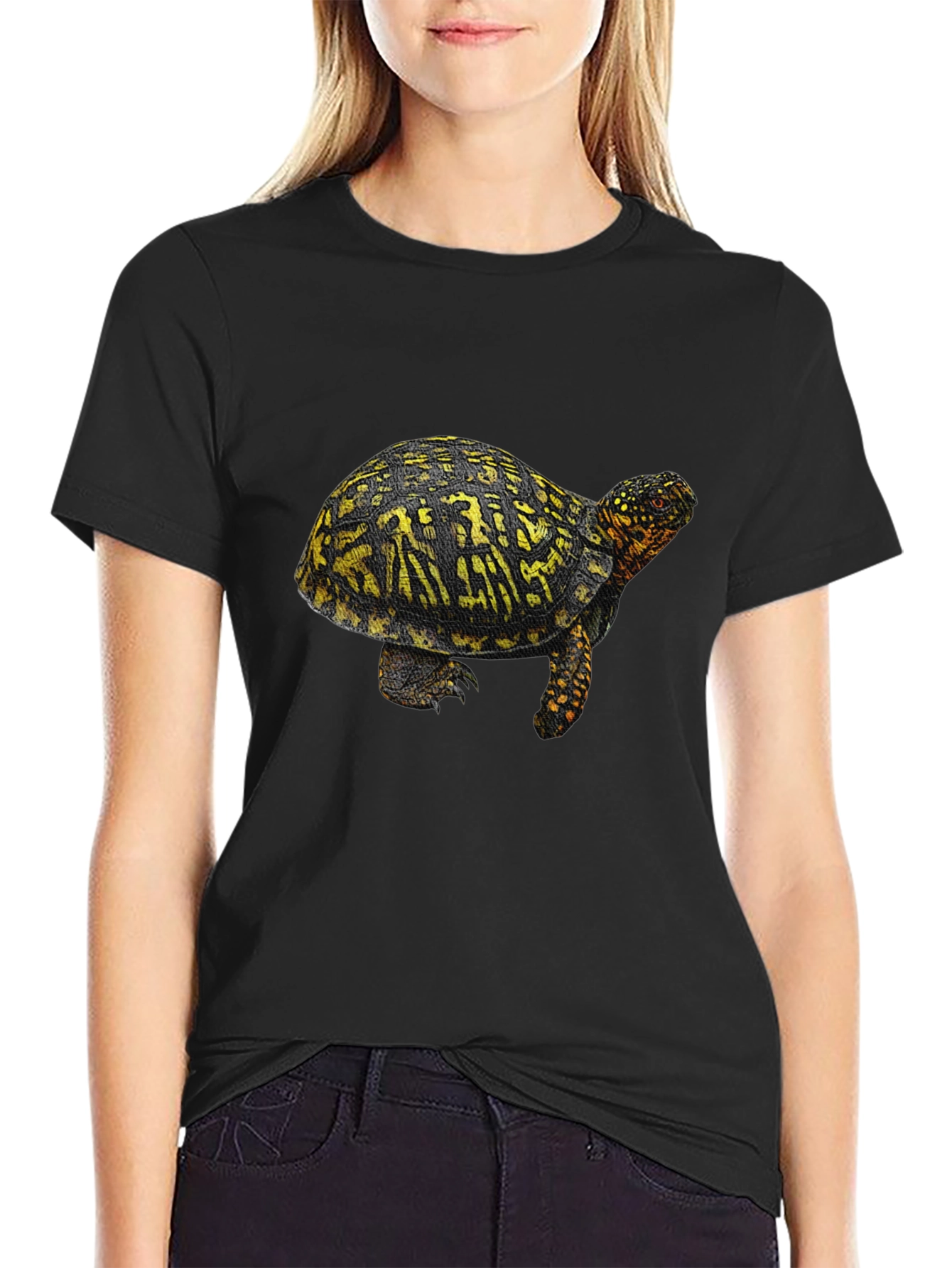 Turtle Graphic Tee - Black Crew Neck T-Shirt