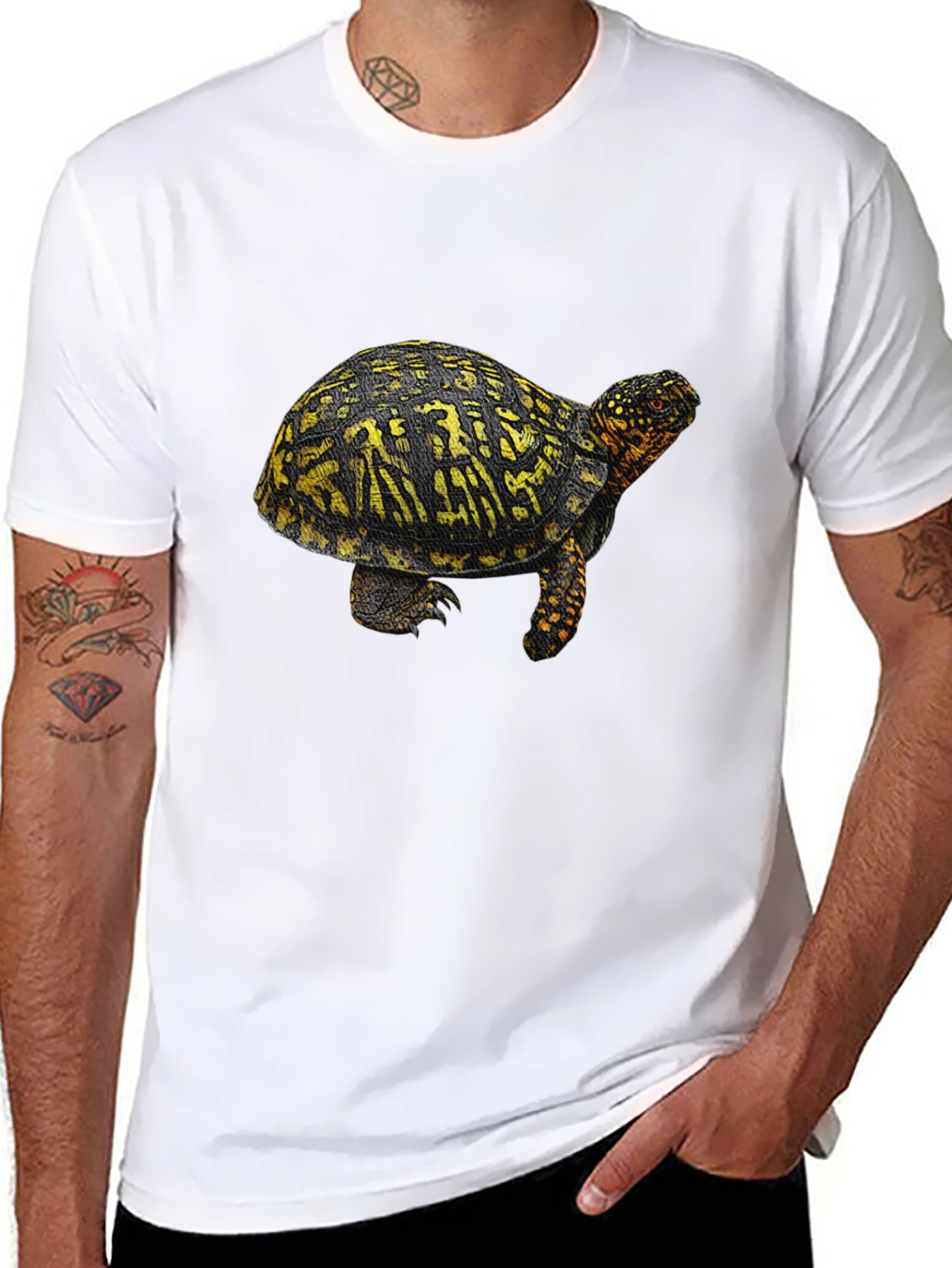 Turtle Graphic Tee - Black Crew Neck T-Shirt