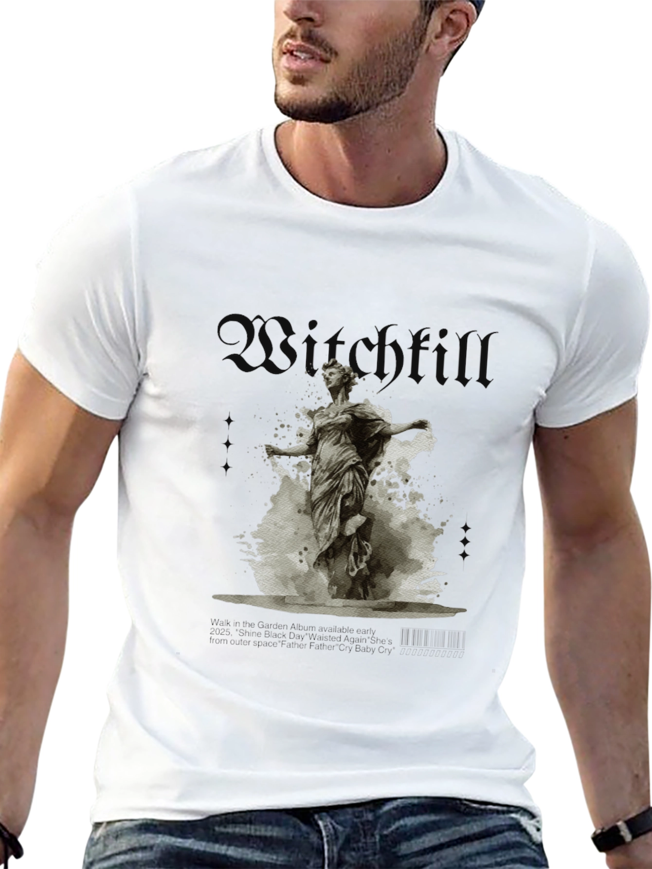 Witchfull Statue Graphic Print Black T-Shirt