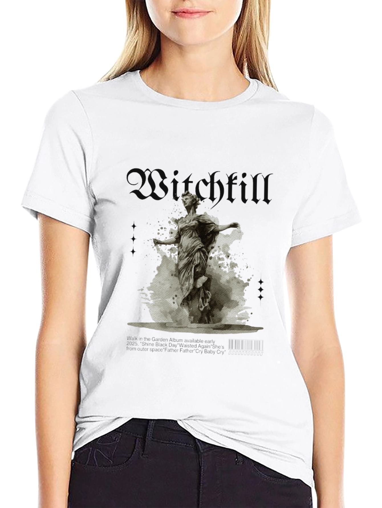 Witchfull Statue Graphic Print Black T-Shirt