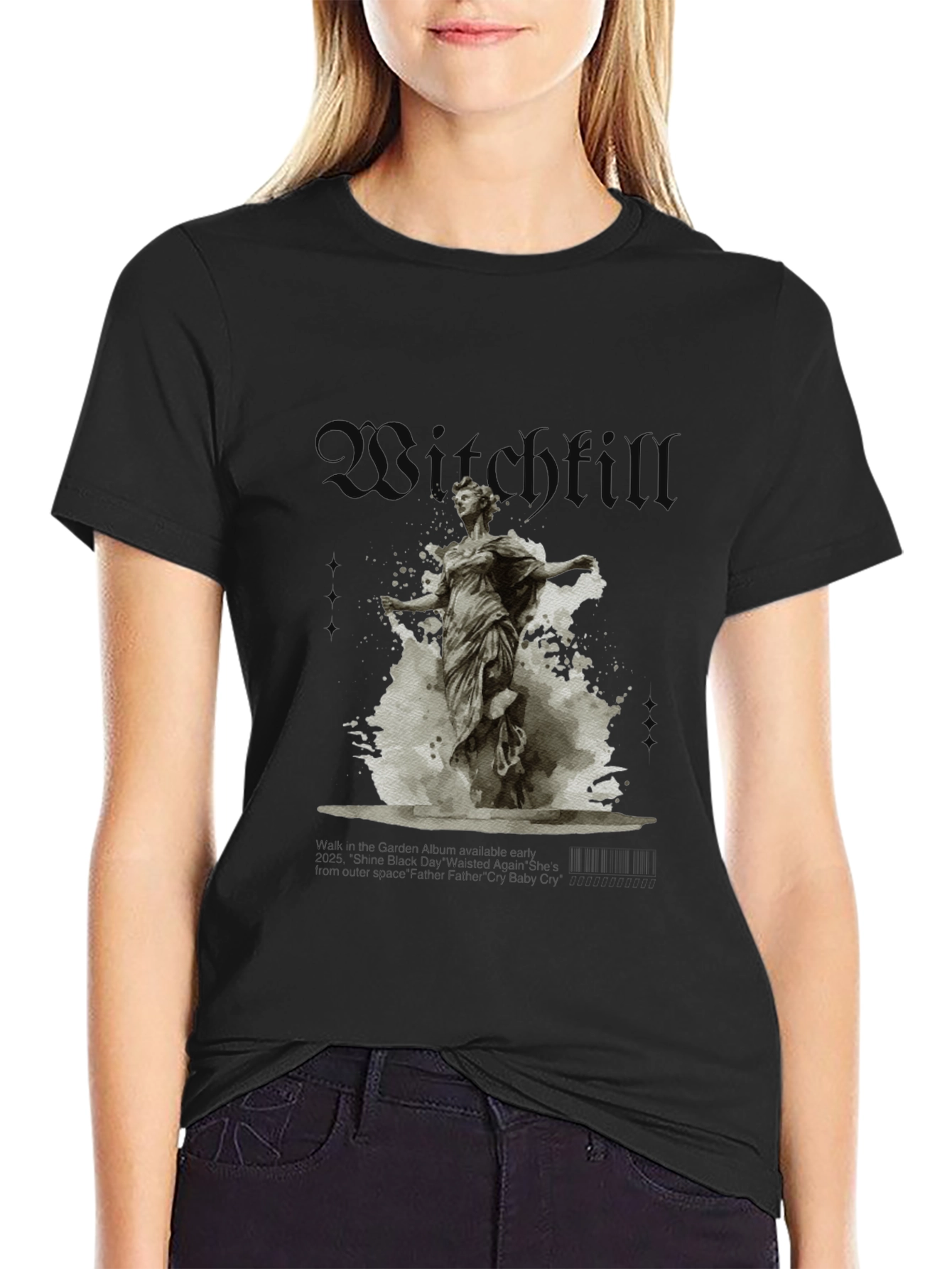 Witchfull Statue Graphic Print Black T-Shirt