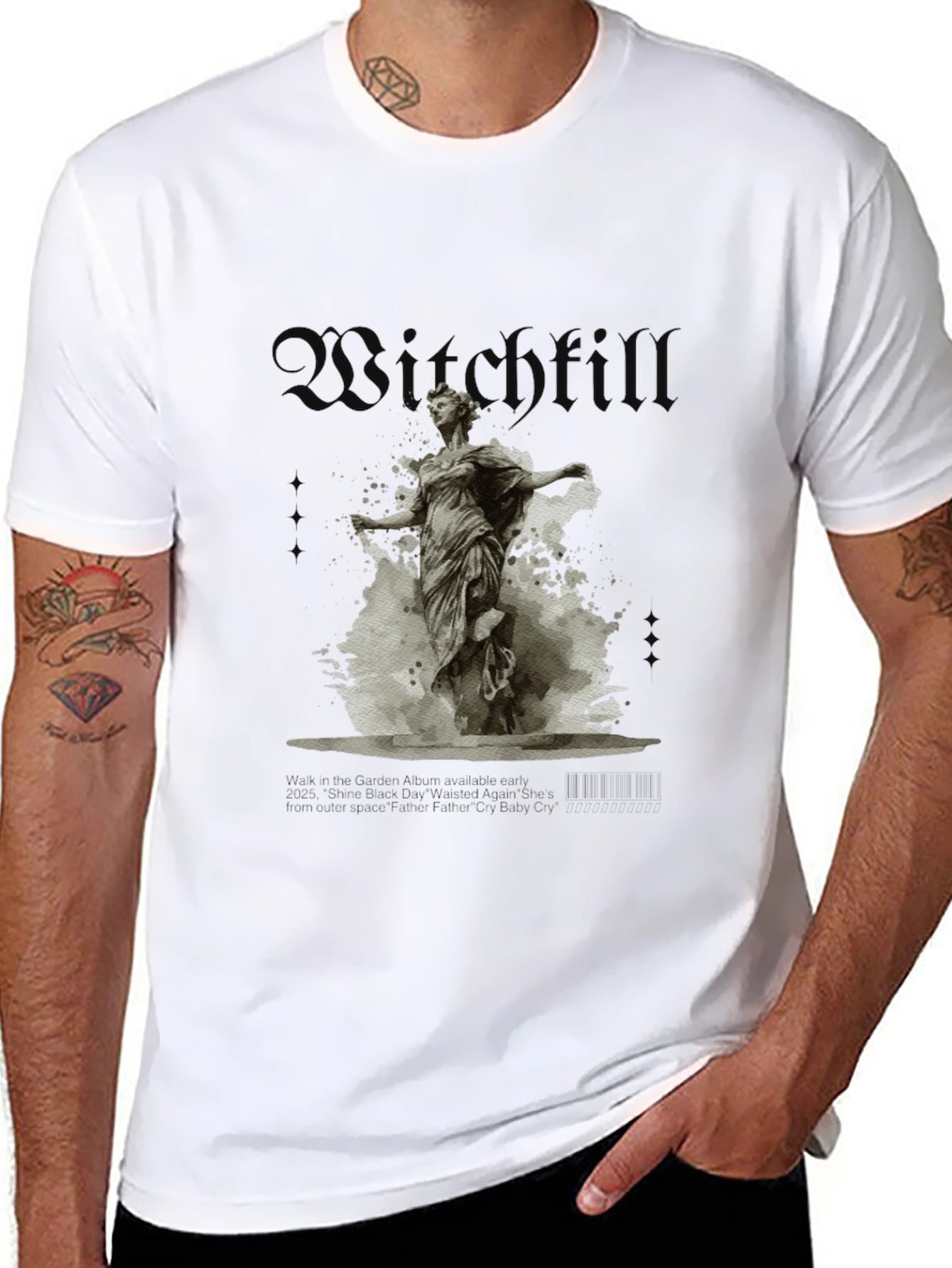 Witchfull Statue Graphic Print Black T-Shirt