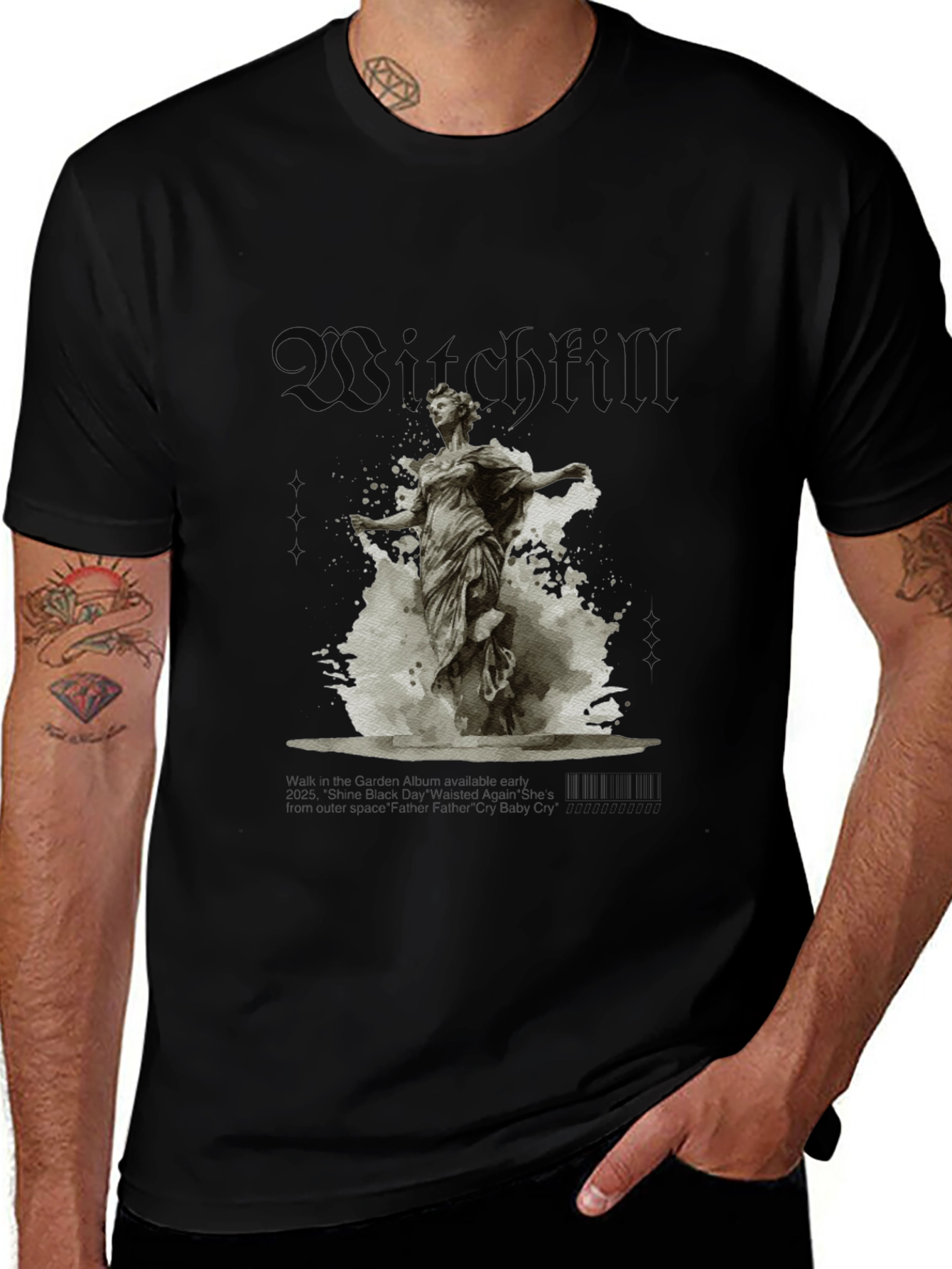 Witchfull Statue Graphic Print Black T-Shirt