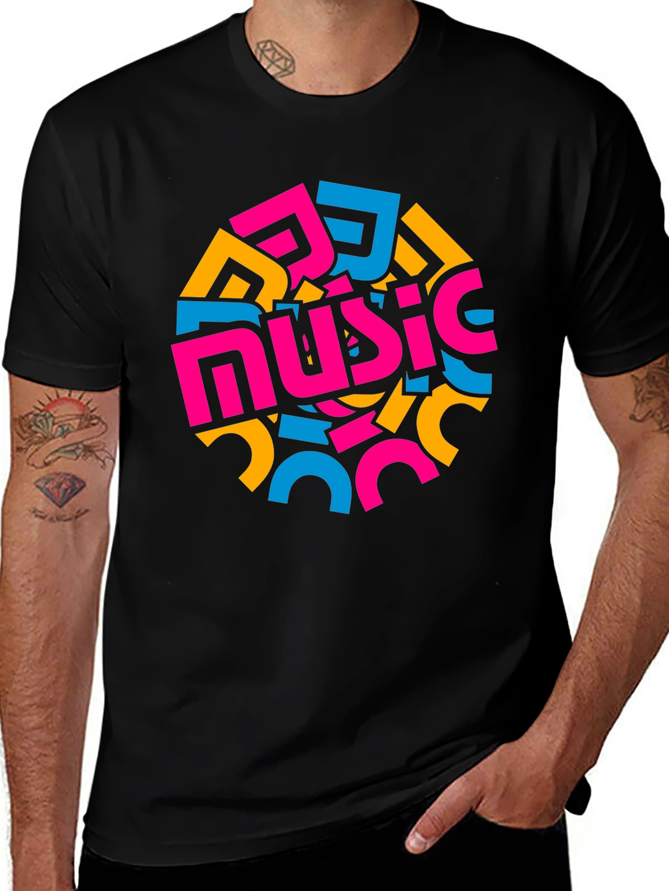 Abstract Music Design Black T-Shirt