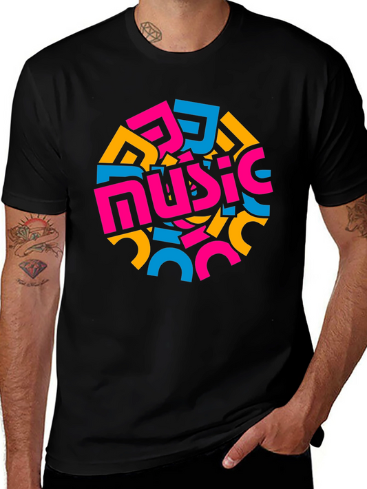 Abstract Music Design Black T-Shirt