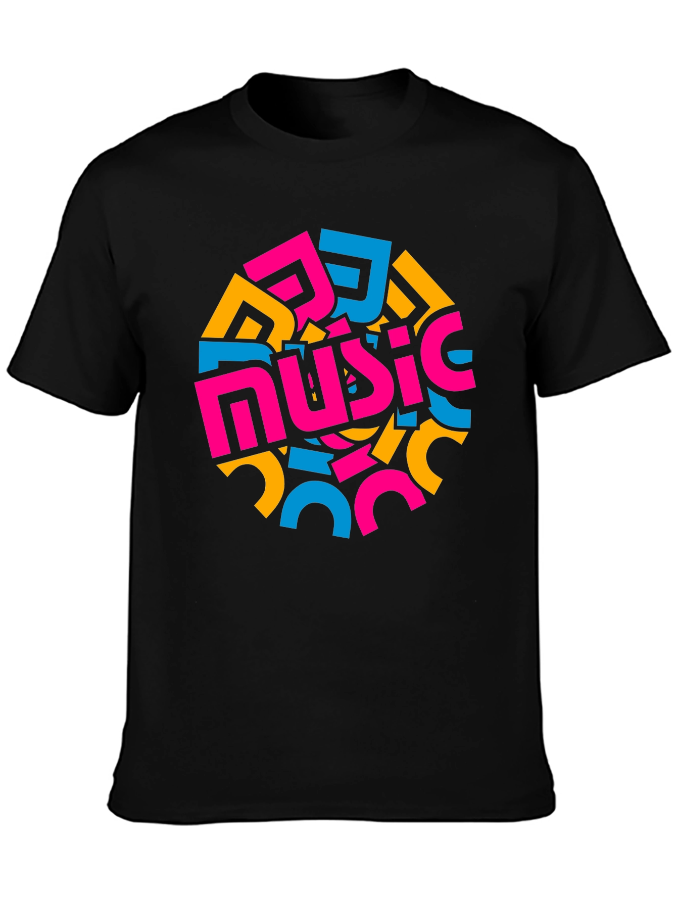 Abstract Music Design Black T-Shirt