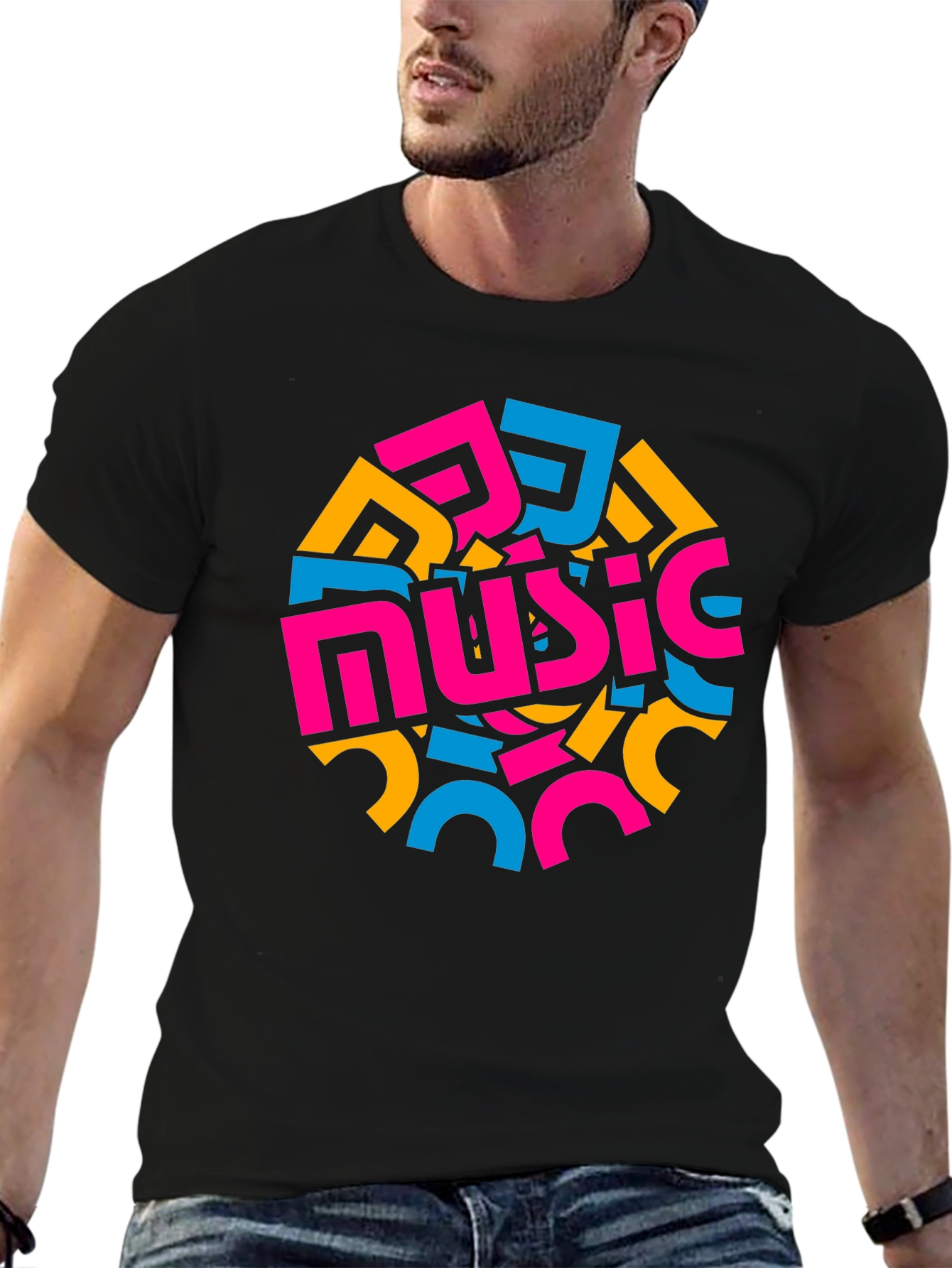 Abstract Music Design Black T-Shirt