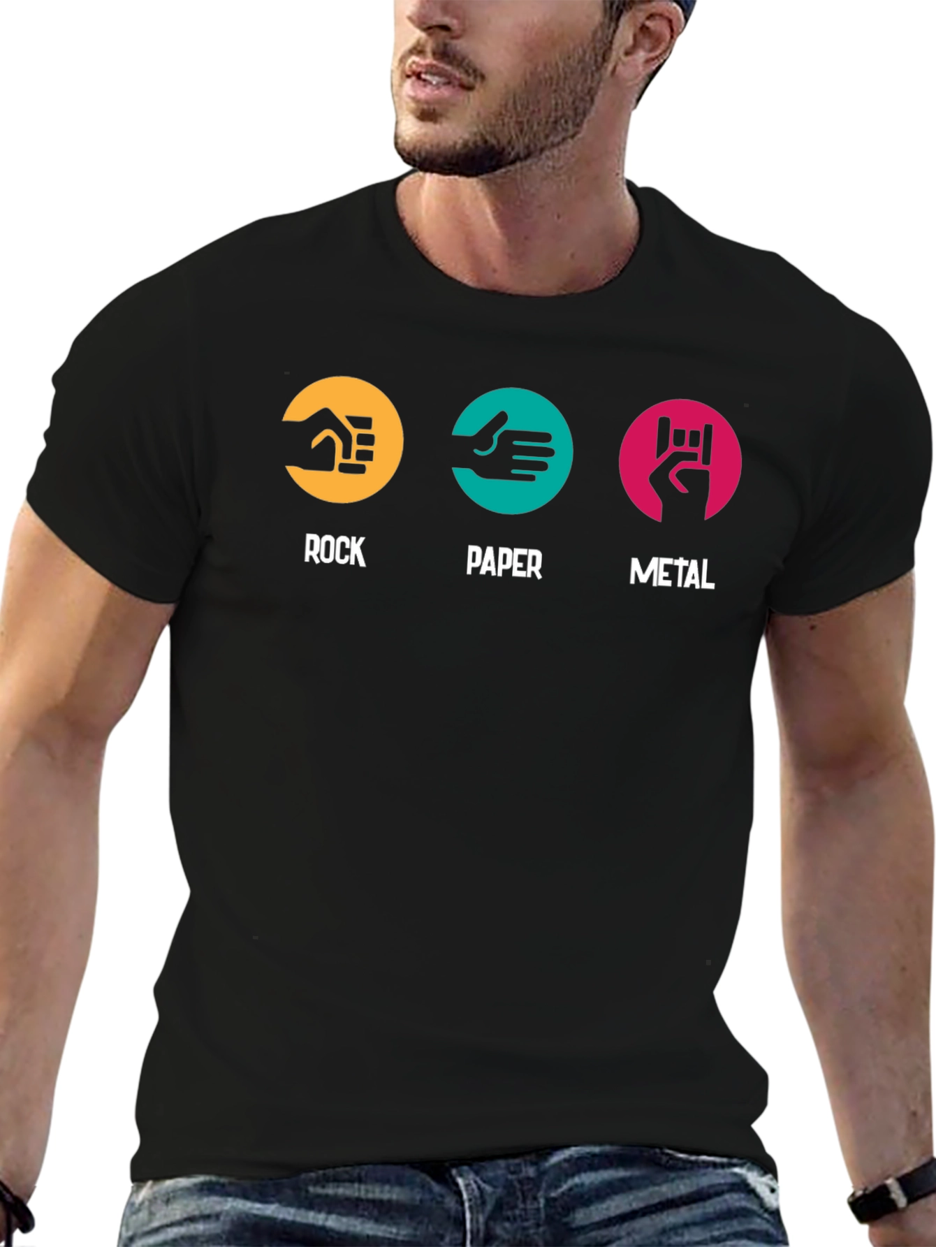 Rock Paper Metal Graphic T-Shirt - Black