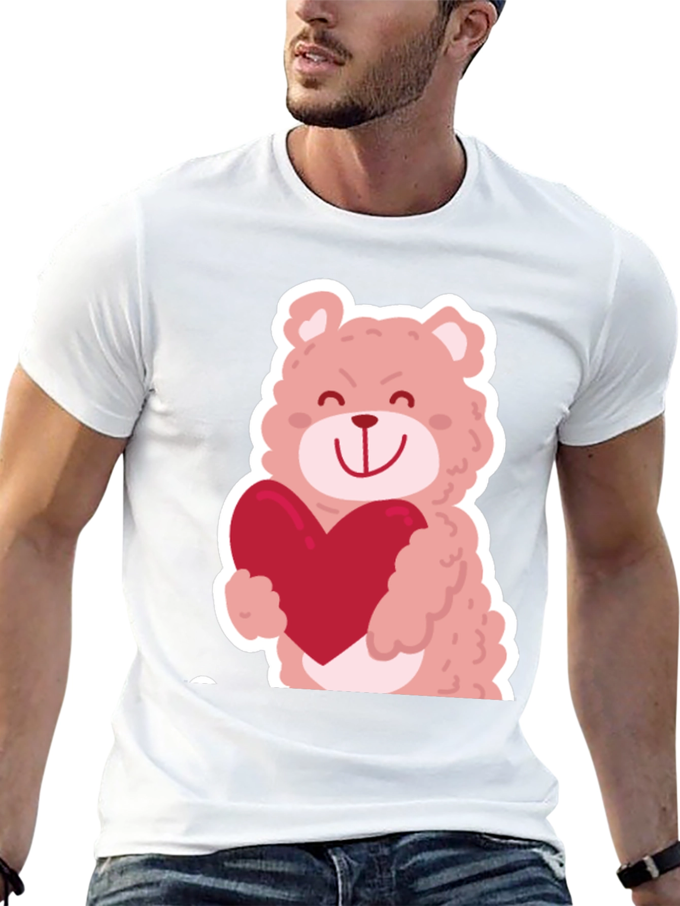 Bear Hug Heart Graphic Tee - Black
