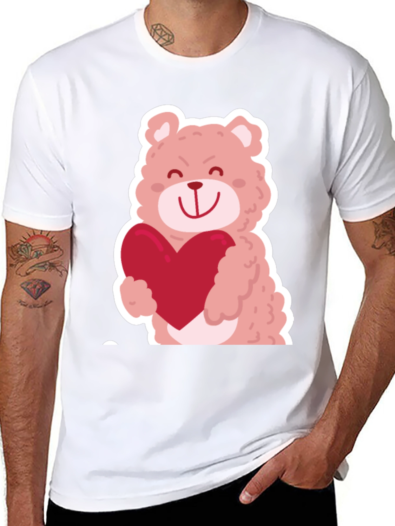 Bear Hug Heart Graphic Tee - Black