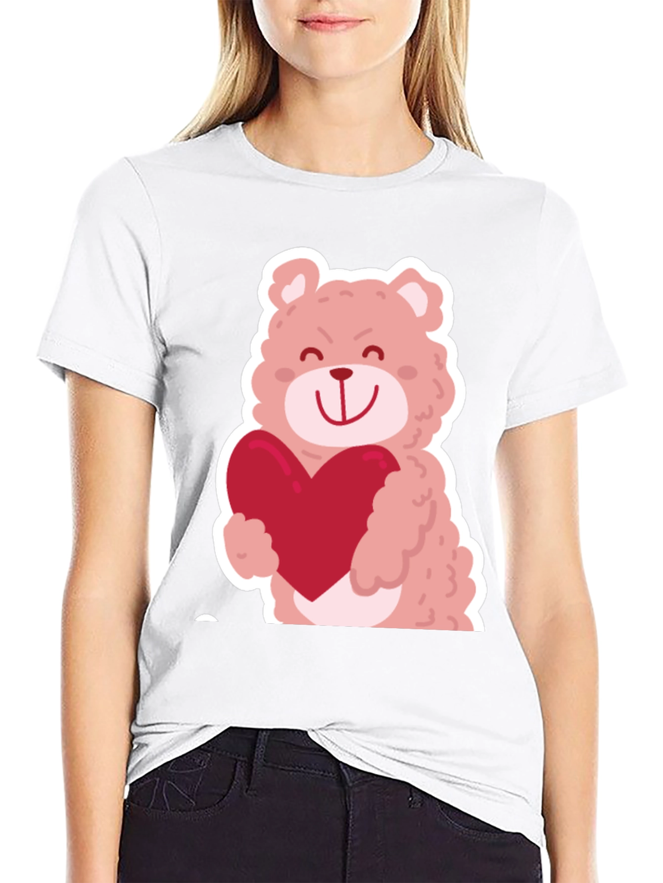 Bear Hug Heart Graphic Tee - Black