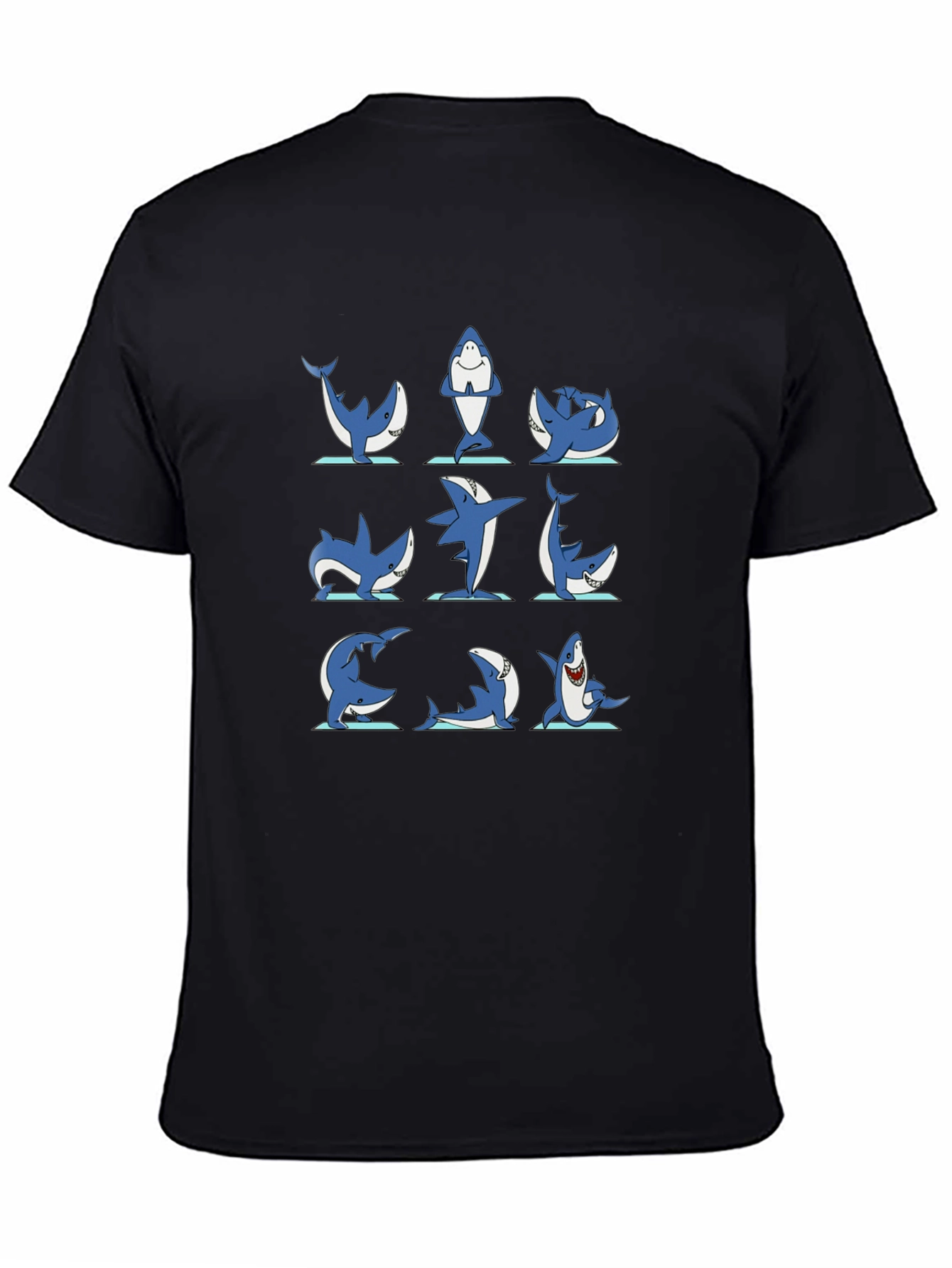 Shark Yoga Pose T-Shirt - Black Cotton Tee