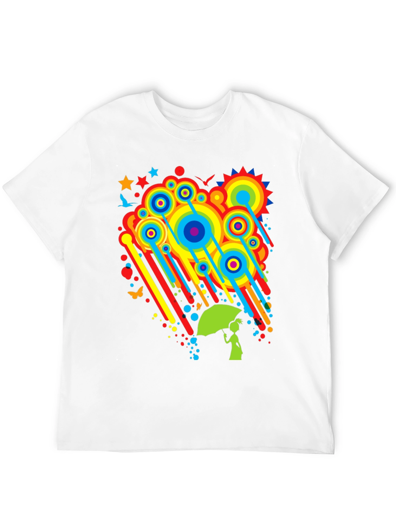 Rainbow Rain Black T-Shirt - Funky Graphic Tee