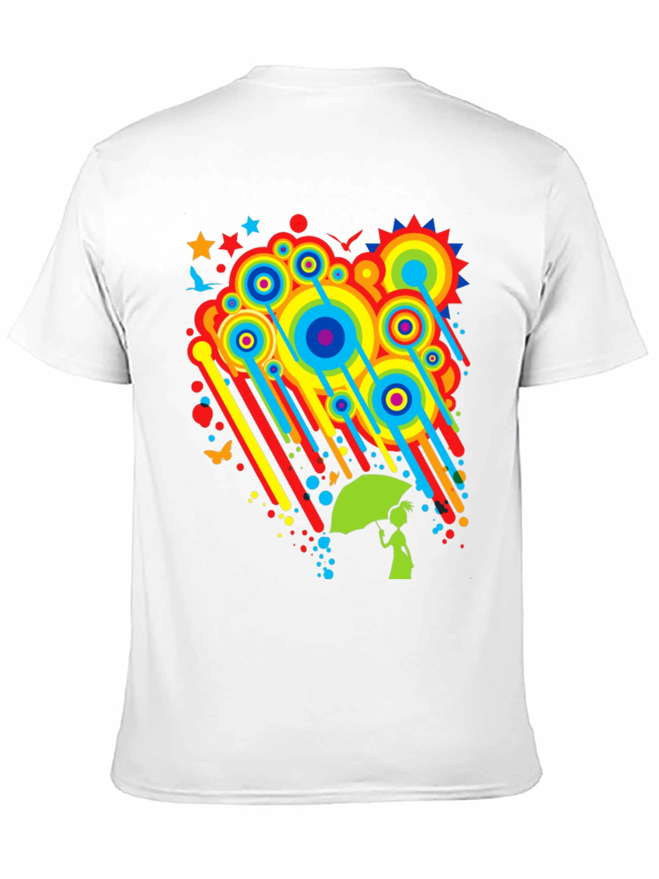 Rainbow Rain Black T-Shirt - Funky Graphic Tee