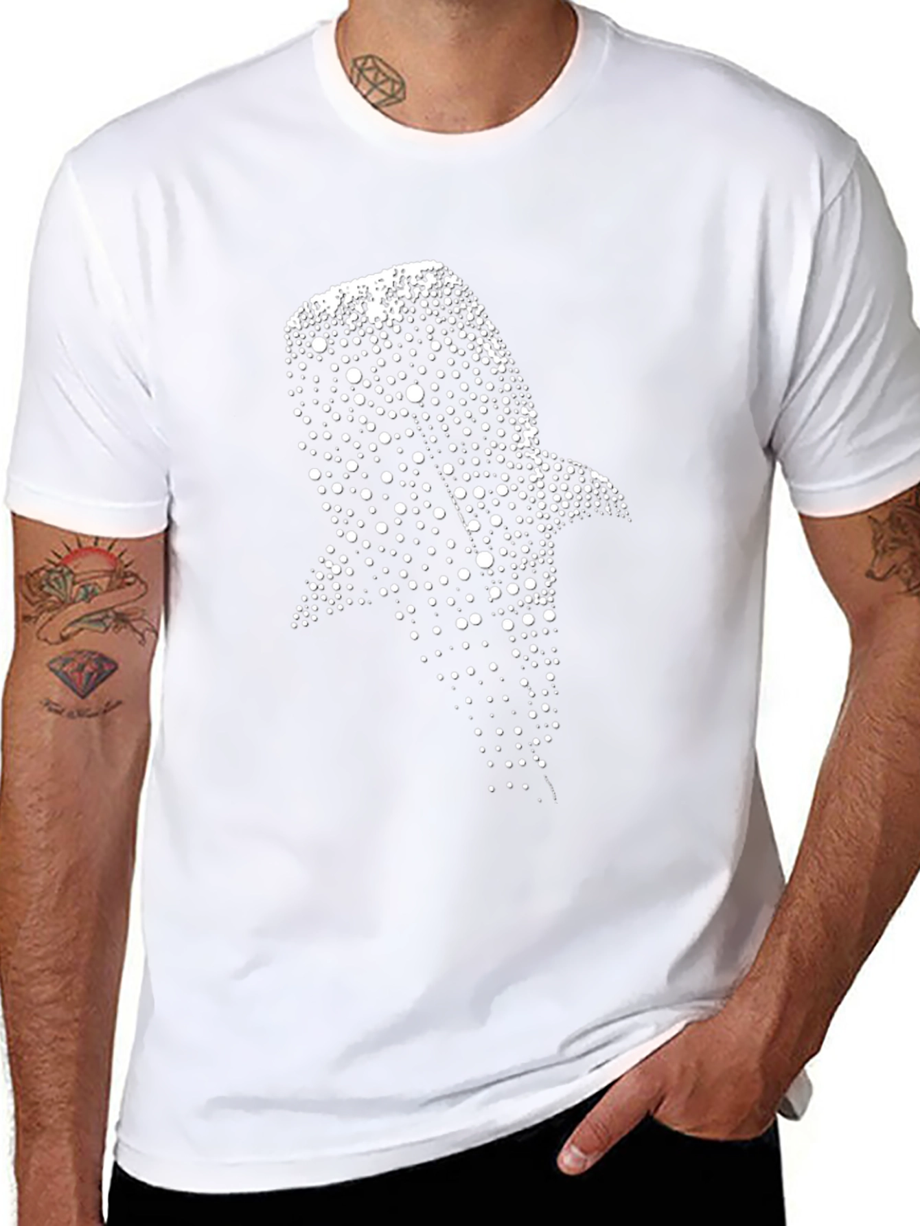 Whale Shark Dot Print Black T-Shirt