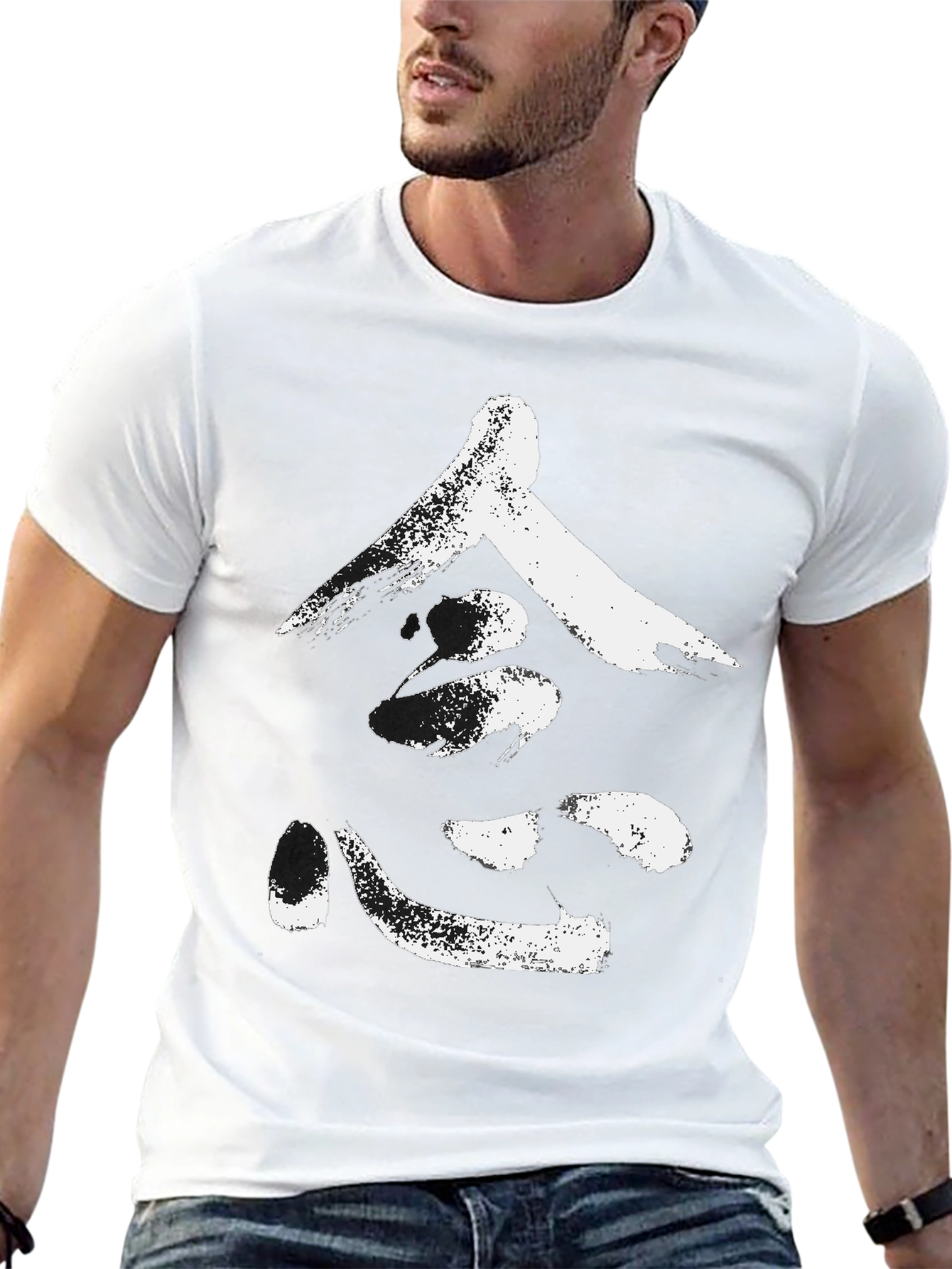 Black T-Shirt with White Japanese Calligraphy Graphic