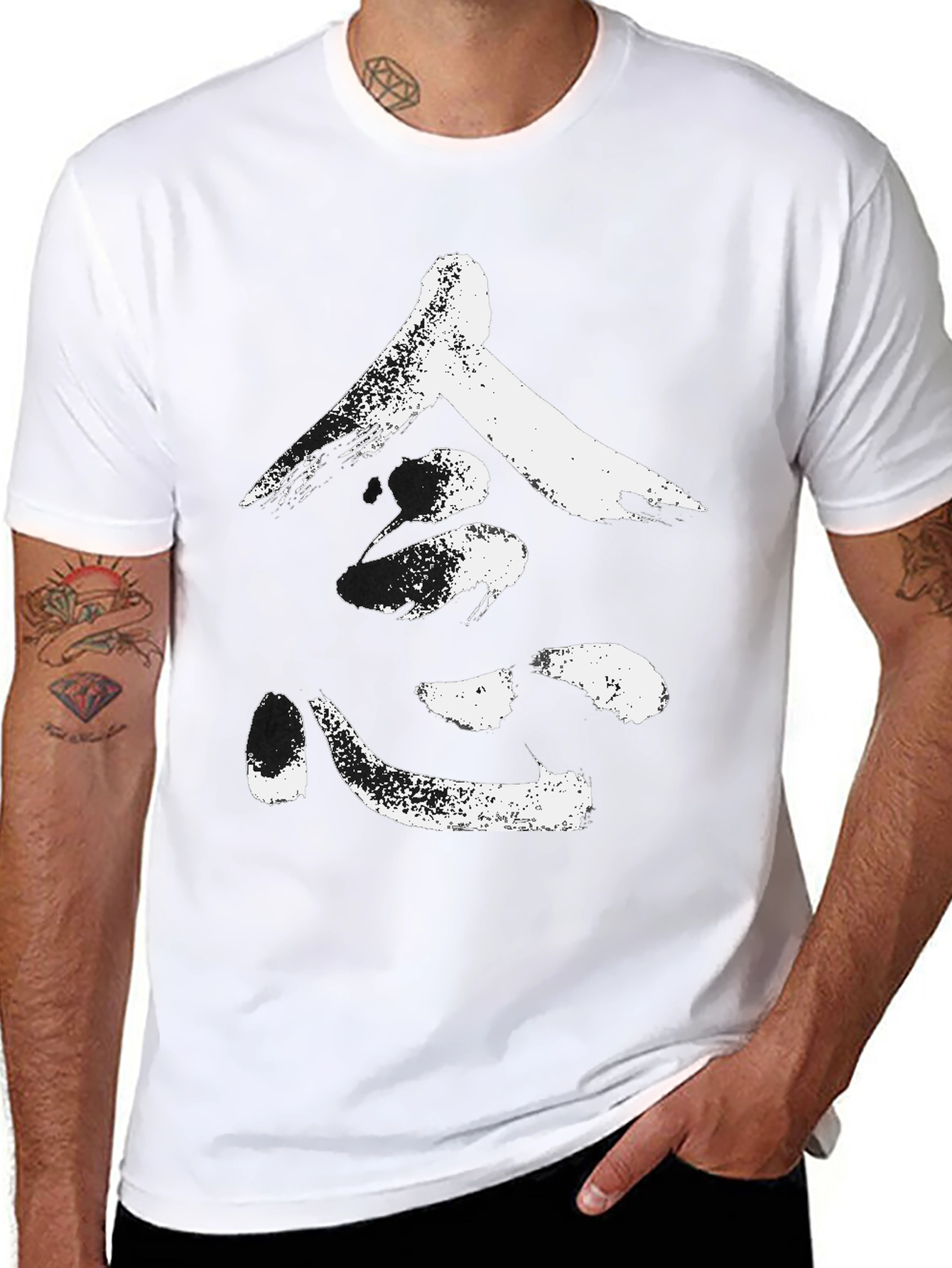 Black T-Shirt with White Japanese Calligraphy Graphic