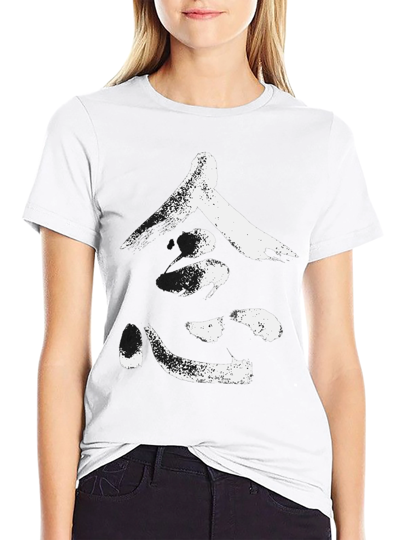 Black T-Shirt with White Japanese Calligraphy Graphic