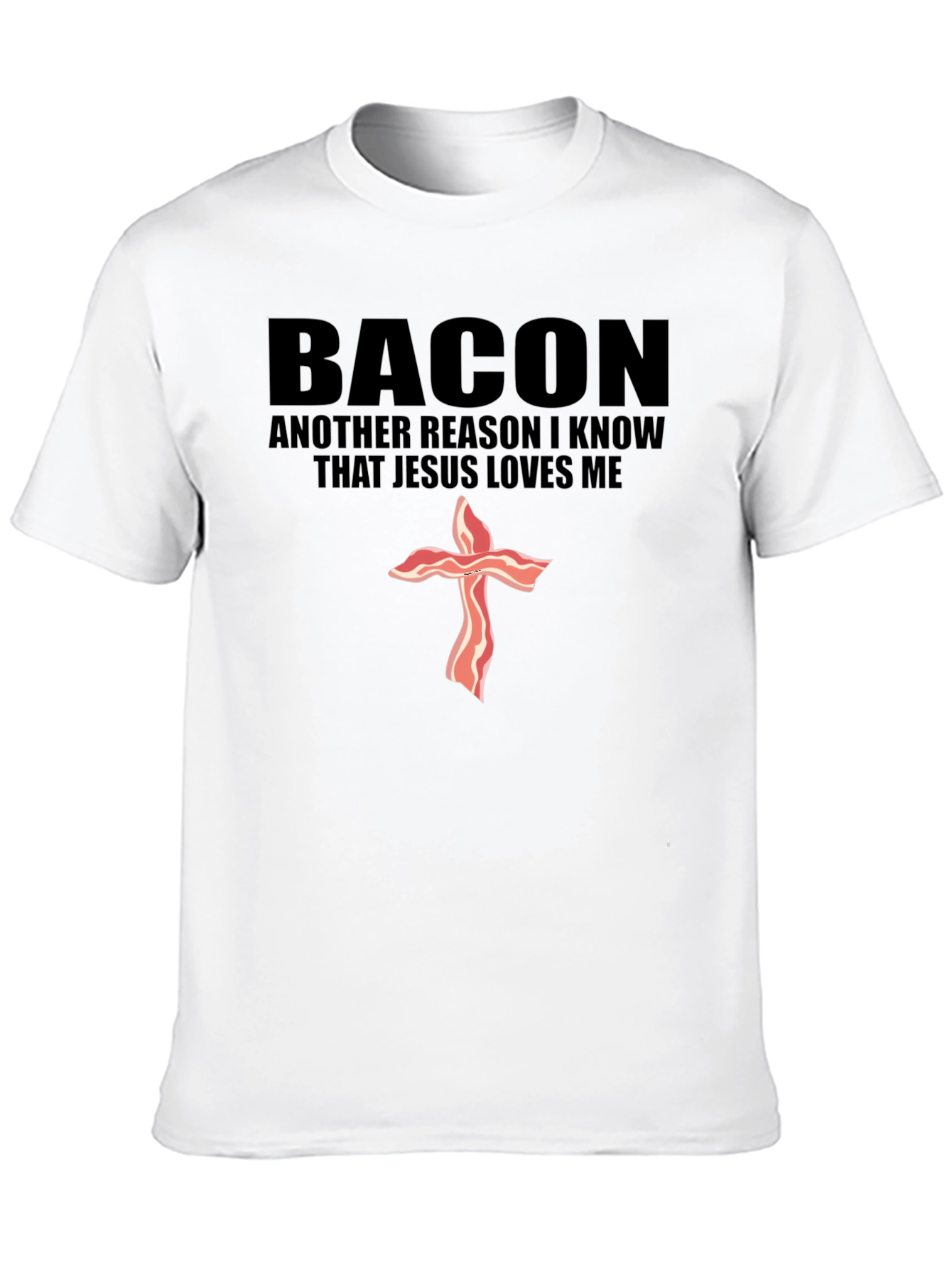 Bacon Jesus Loves Me Black T-Shirt