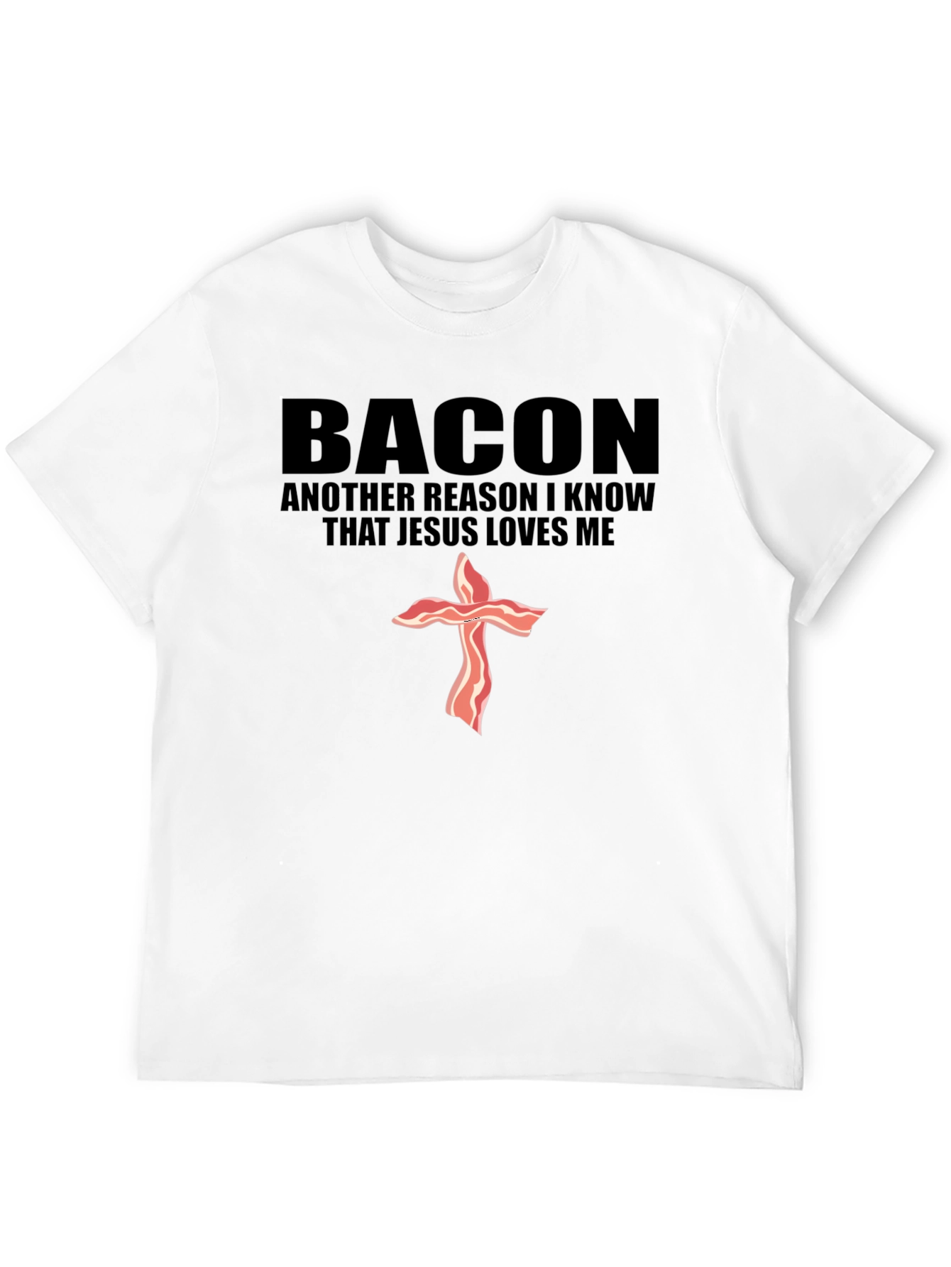 Bacon Jesus Loves Me Black T-Shirt