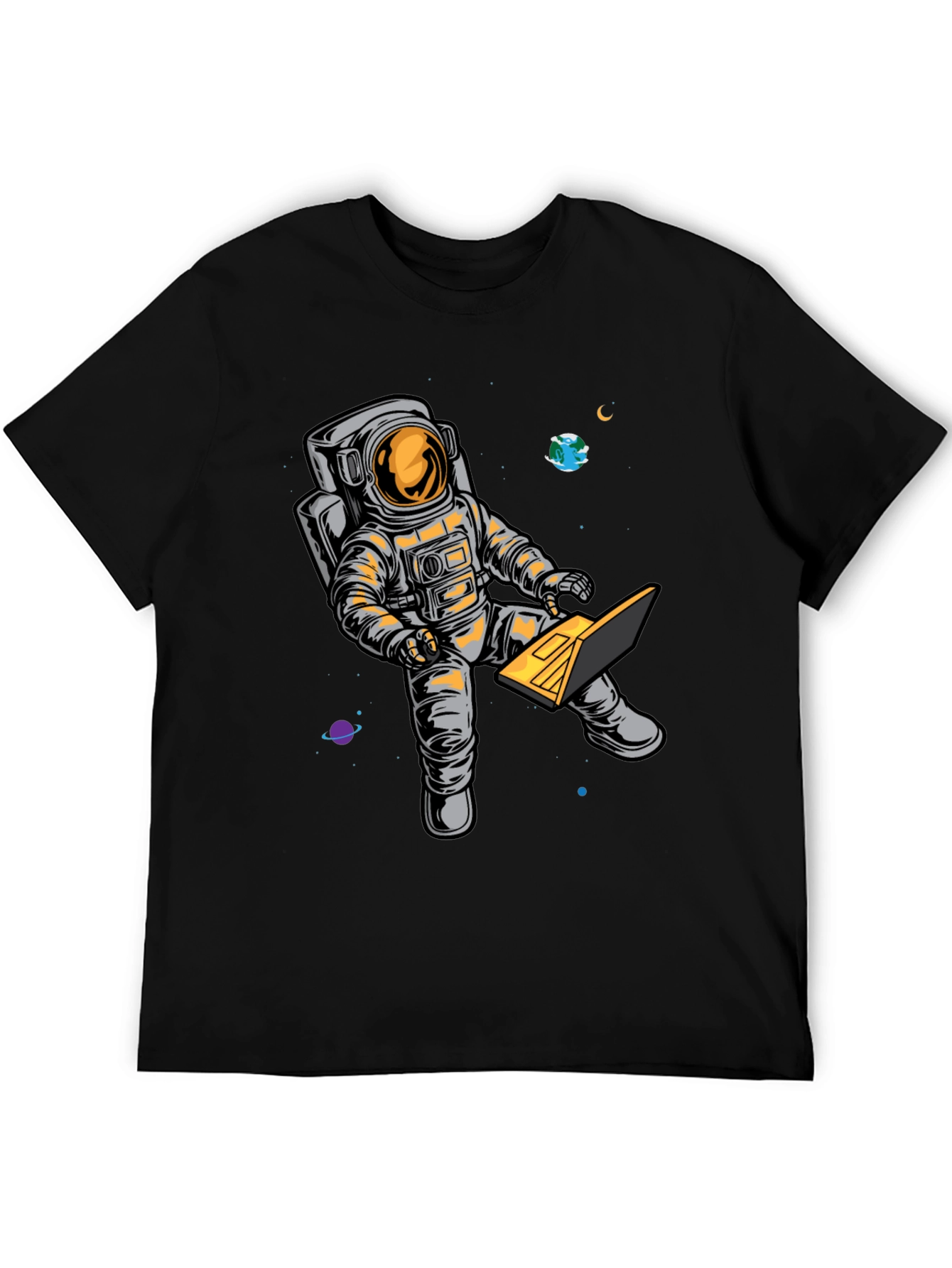 Astronaut Laptop Graphic T-Shirt - Space Lover Tee