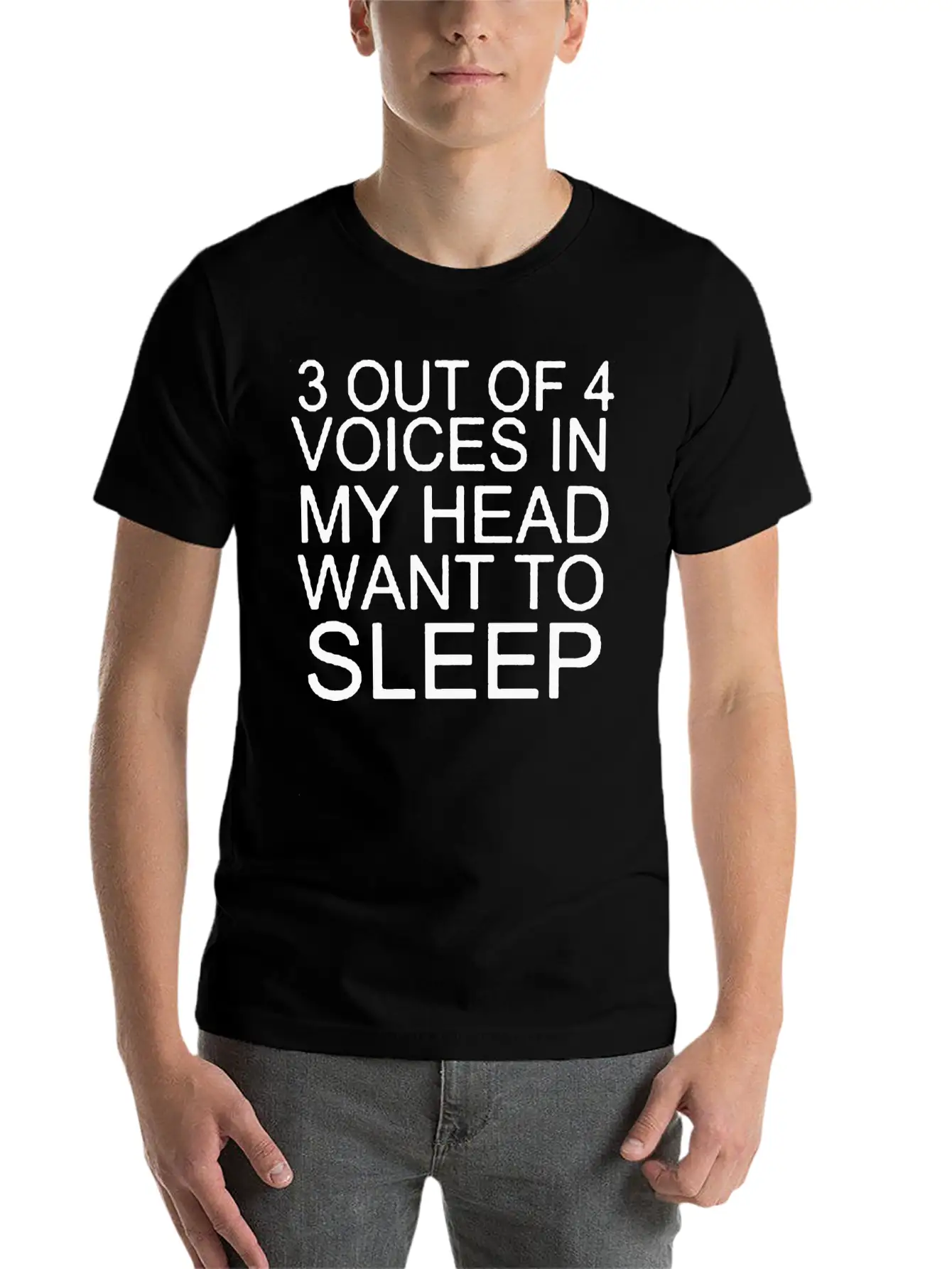 3 Out Of 4 Voice In My Head Want To Sleep Lightweight Cotton T-Shirt – Daily Comfort Graphic Shirt