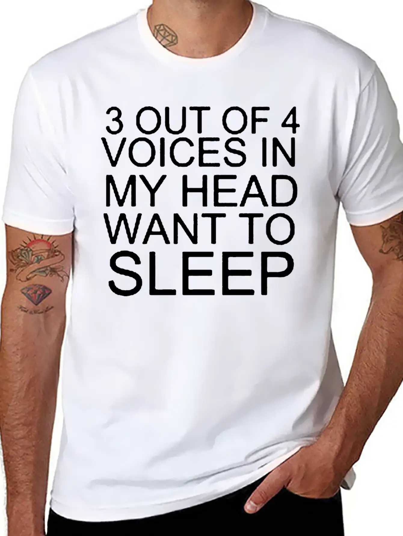 3 Out Of 4 Voice In My Head Want To Sleep Lightweight Cotton T-Shirt – Daily Comfort Graphic Shirt