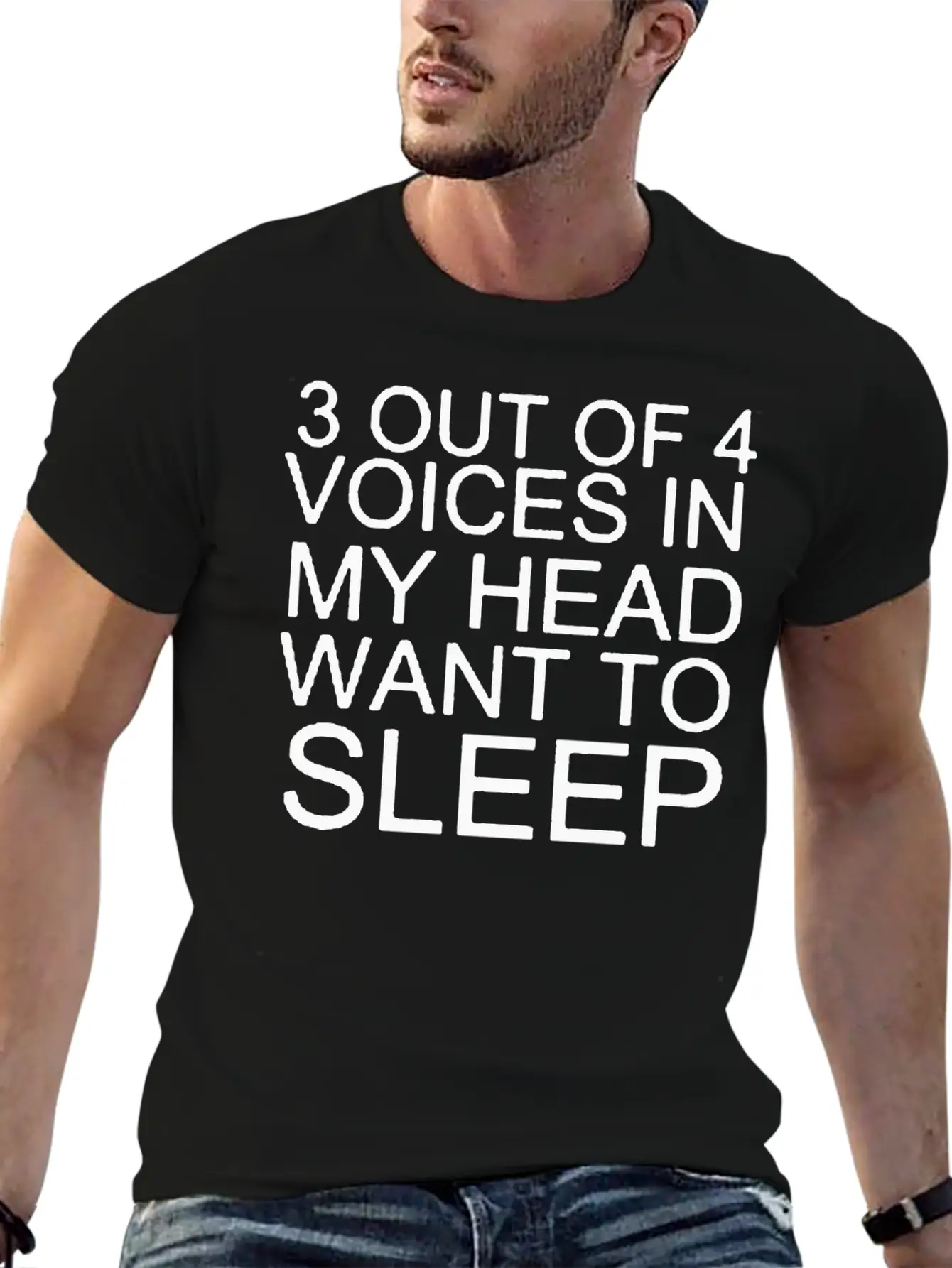 3 Out Of 4 Voice In My Head Want To Sleep Lightweight Cotton T-Shirt – Daily Comfort Graphic Shirt
