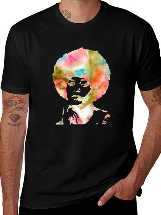 Retro Afro Art Mens Black T-Shirt