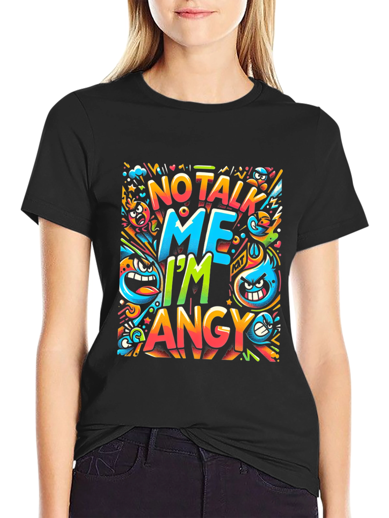 Angry Cartoon Graphic Print T-Shirt
