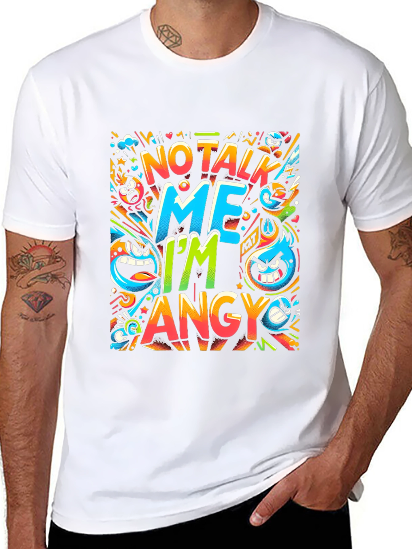 Angry Cartoon Graphic Print T-Shirt
