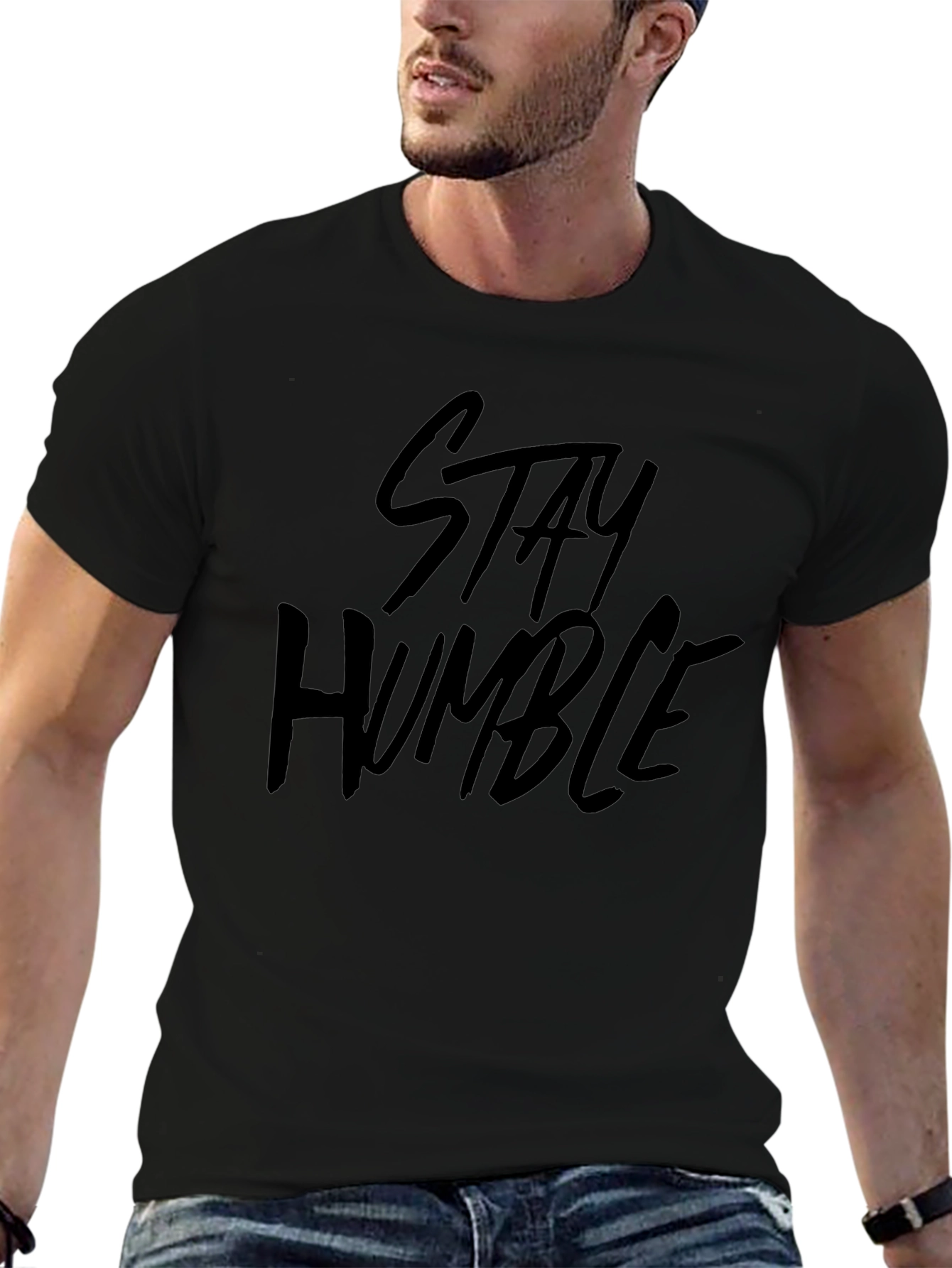 Stay Humble Black Graphic Tee for Men