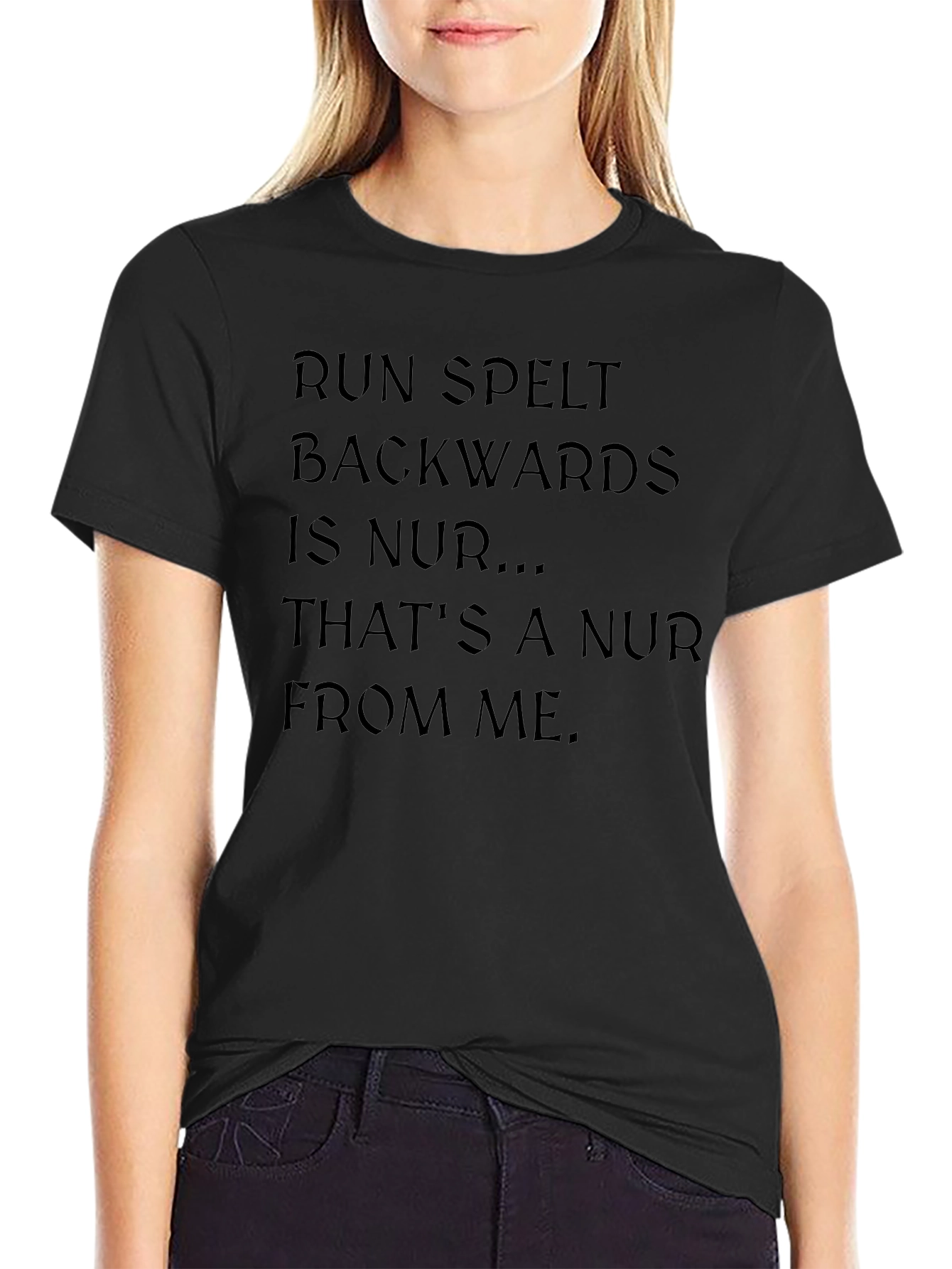 Run Spelt Backwards Mens T-Shirt Funny Pun Tee