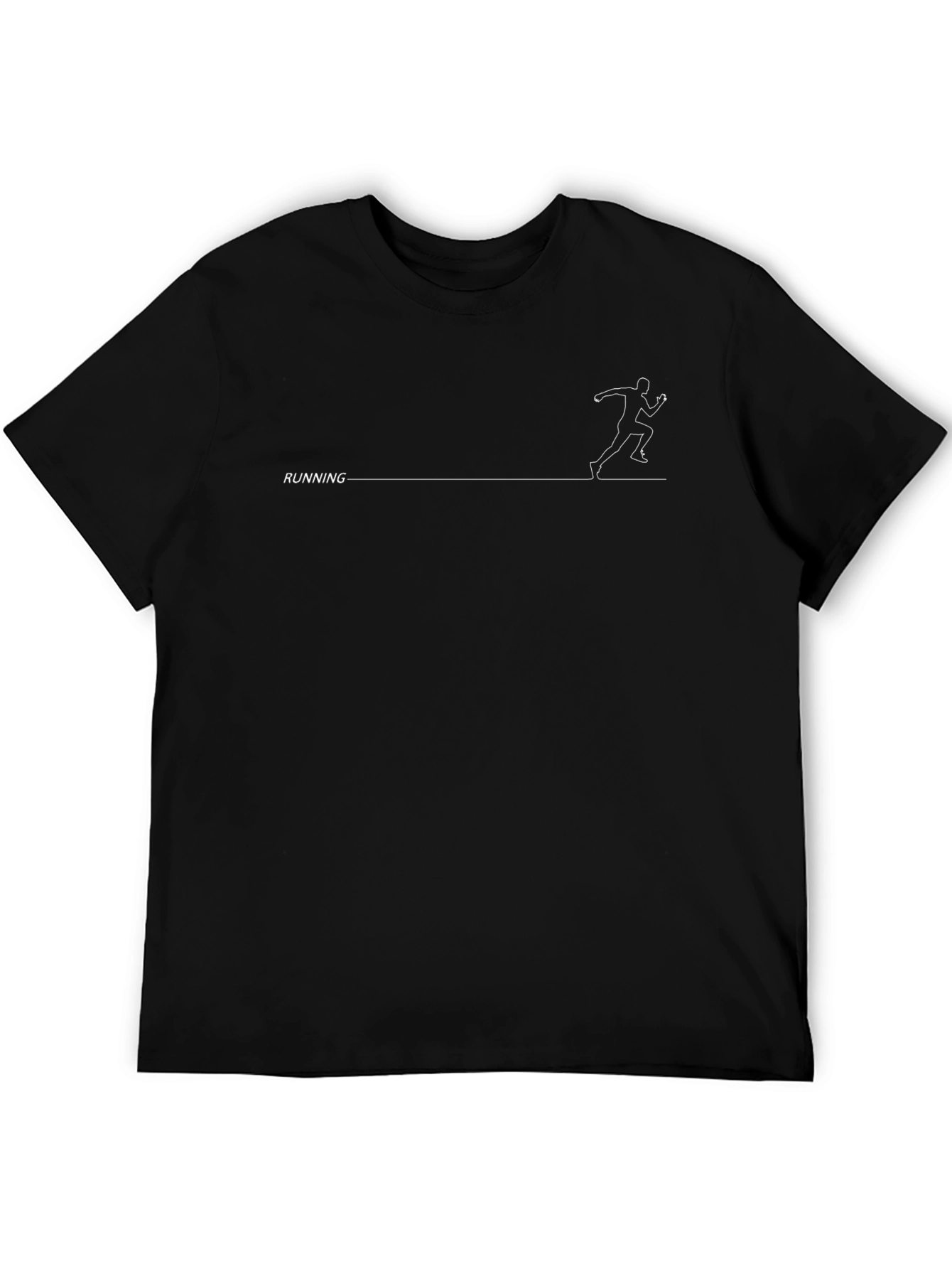 Running Line Art Black T-Shirt