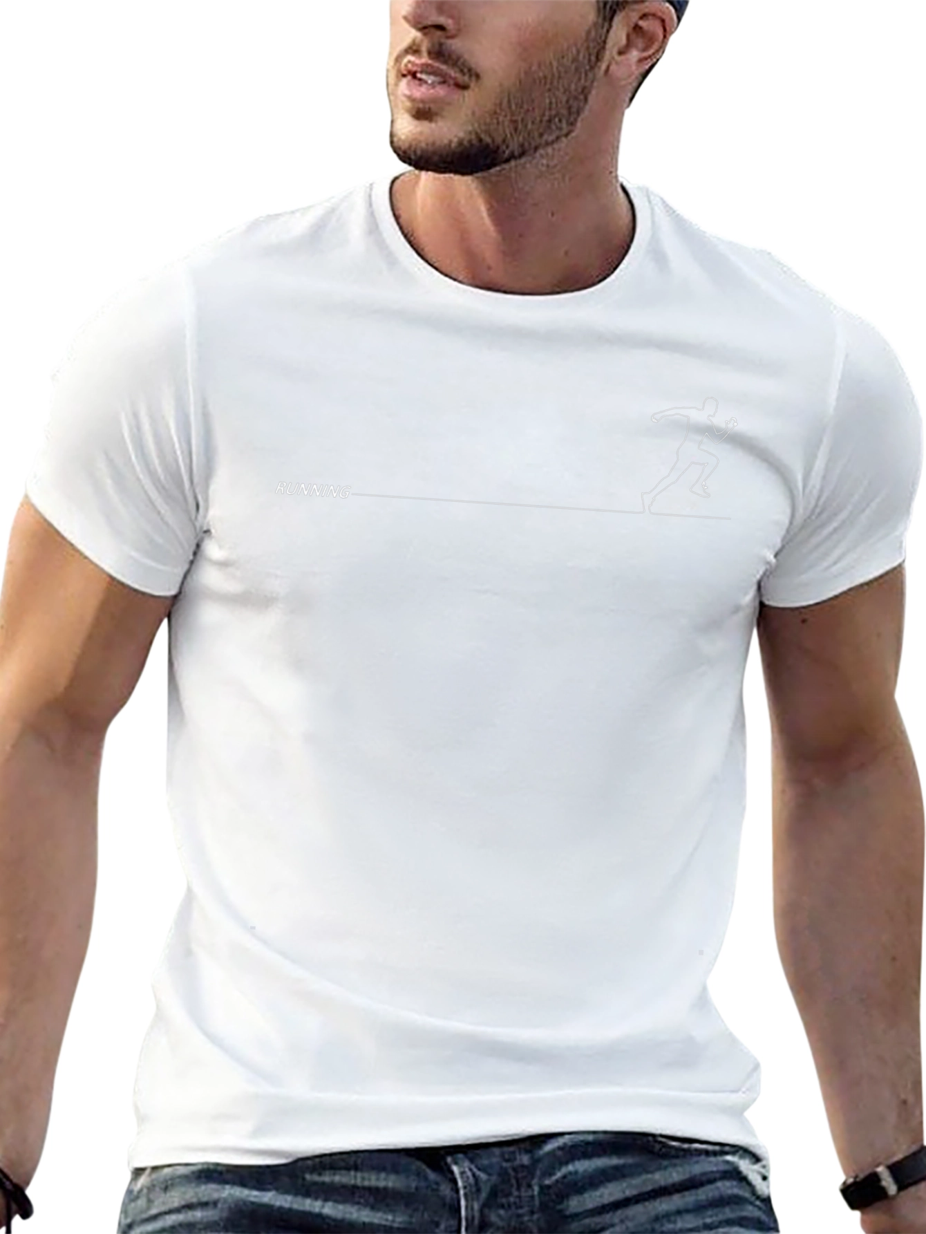 Running Line Art Black T-Shirt