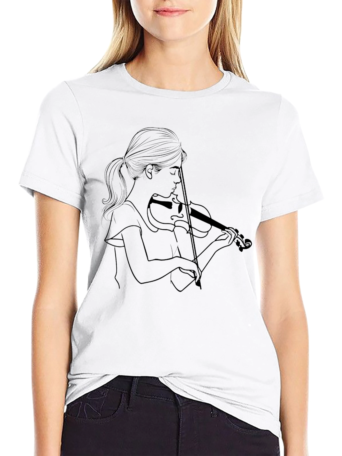 Violinist Graphic Tee - Classic Black Unisex T-Shirt