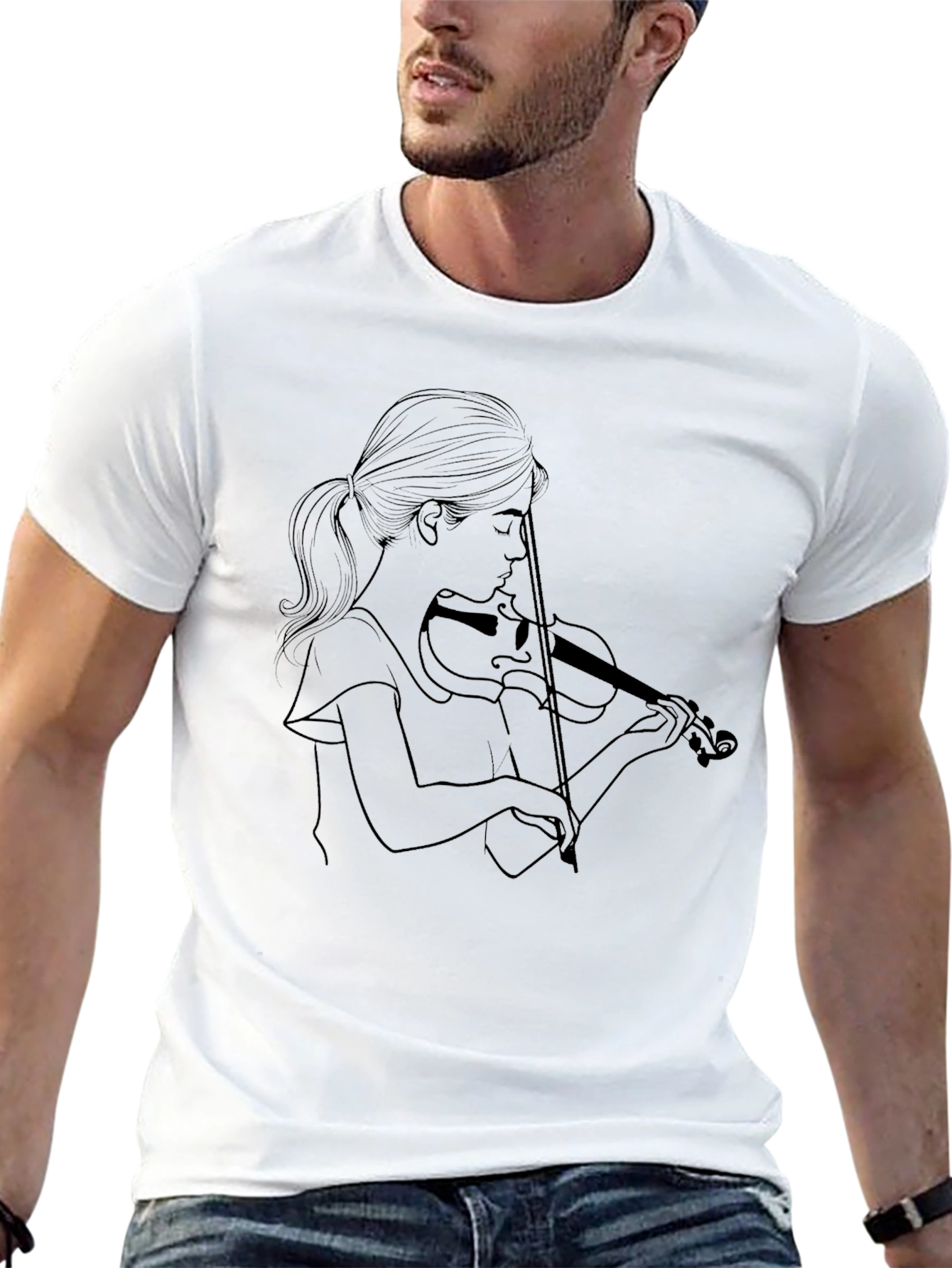 Violinist Graphic Tee - Classic Black Unisex T-Shirt