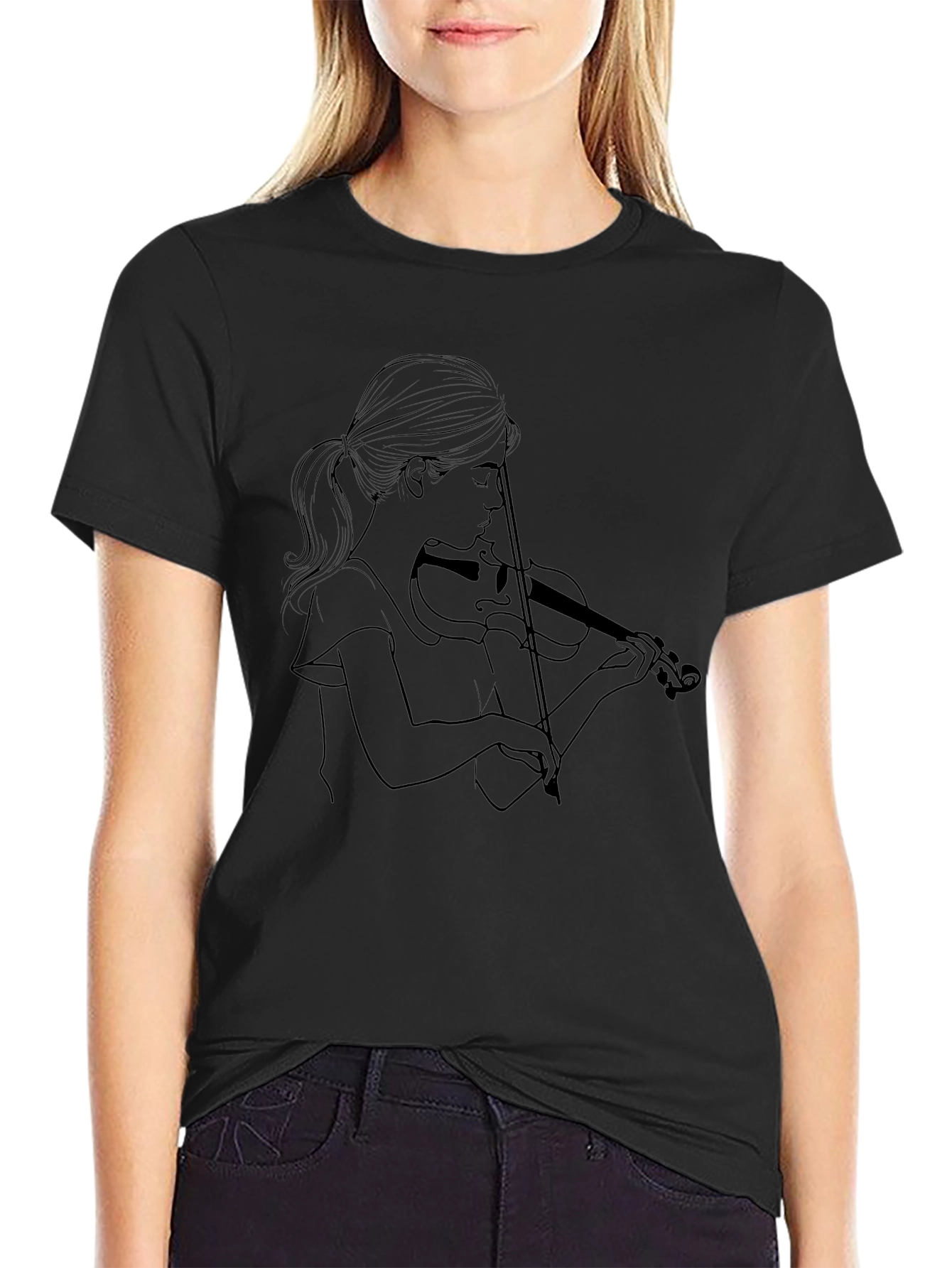 Violinist Graphic Tee - Classic Black Unisex T-Shirt