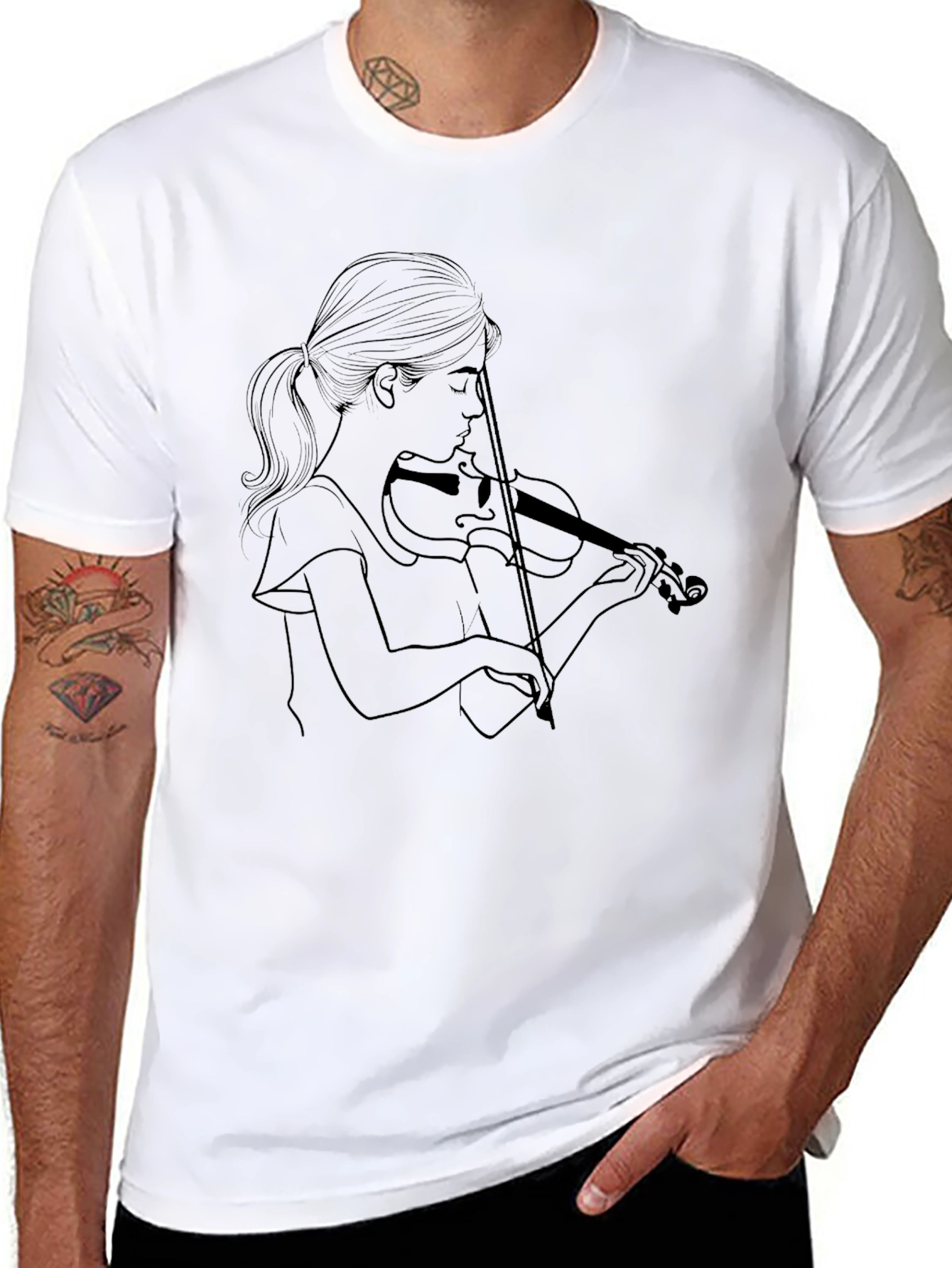 Violinist Graphic Tee - Classic Black Unisex T-Shirt