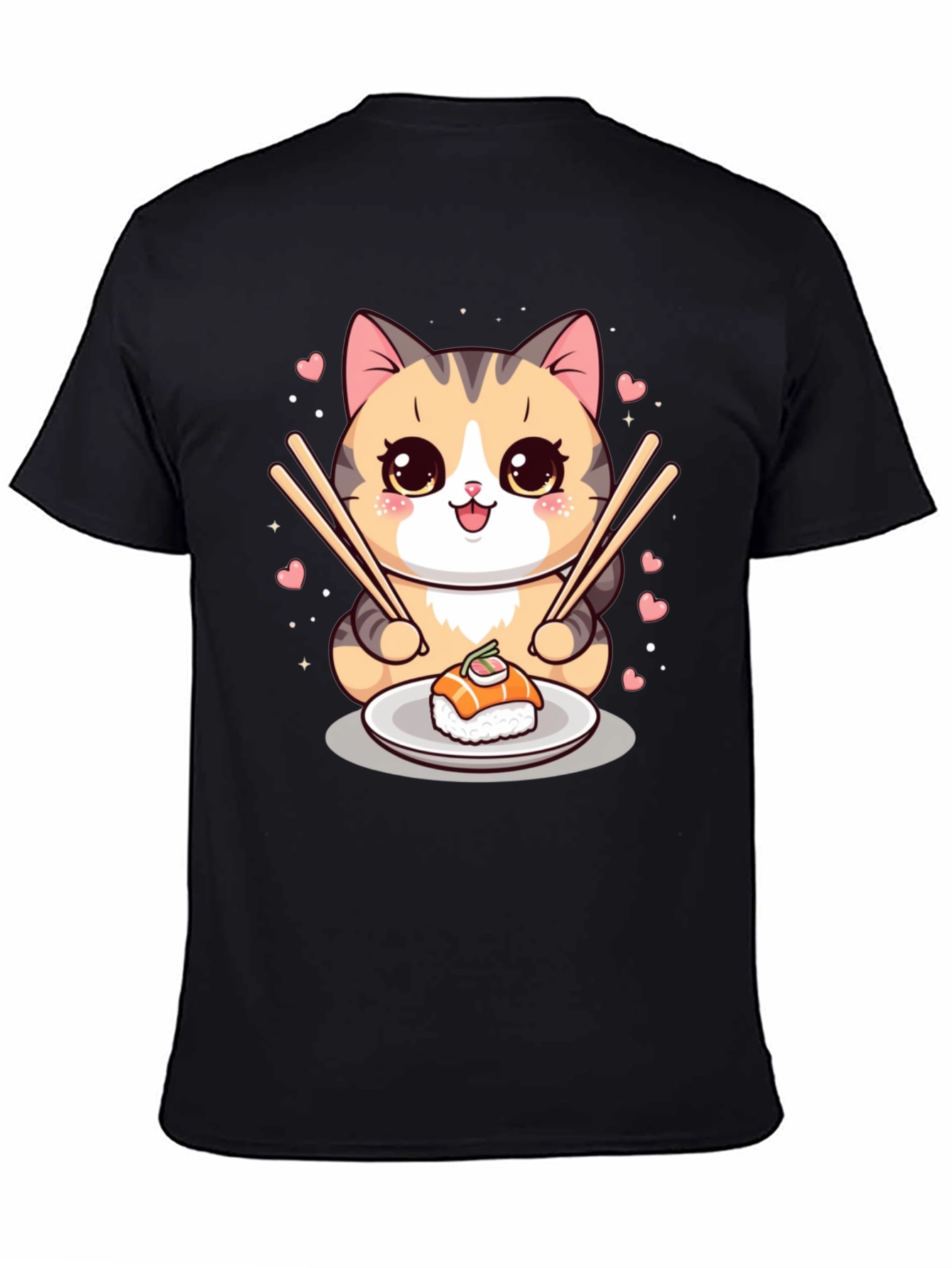 Sushi Cat Graphic Tee - Cute Anime Style