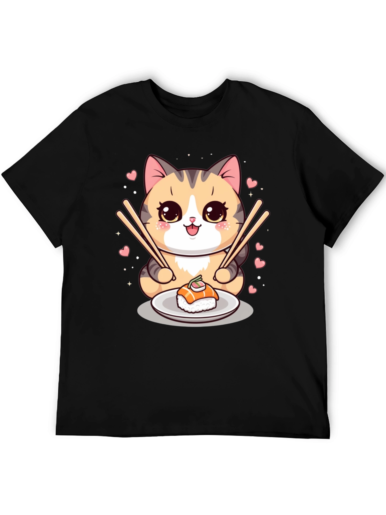 Sushi Cat Graphic Tee - Cute Anime Style