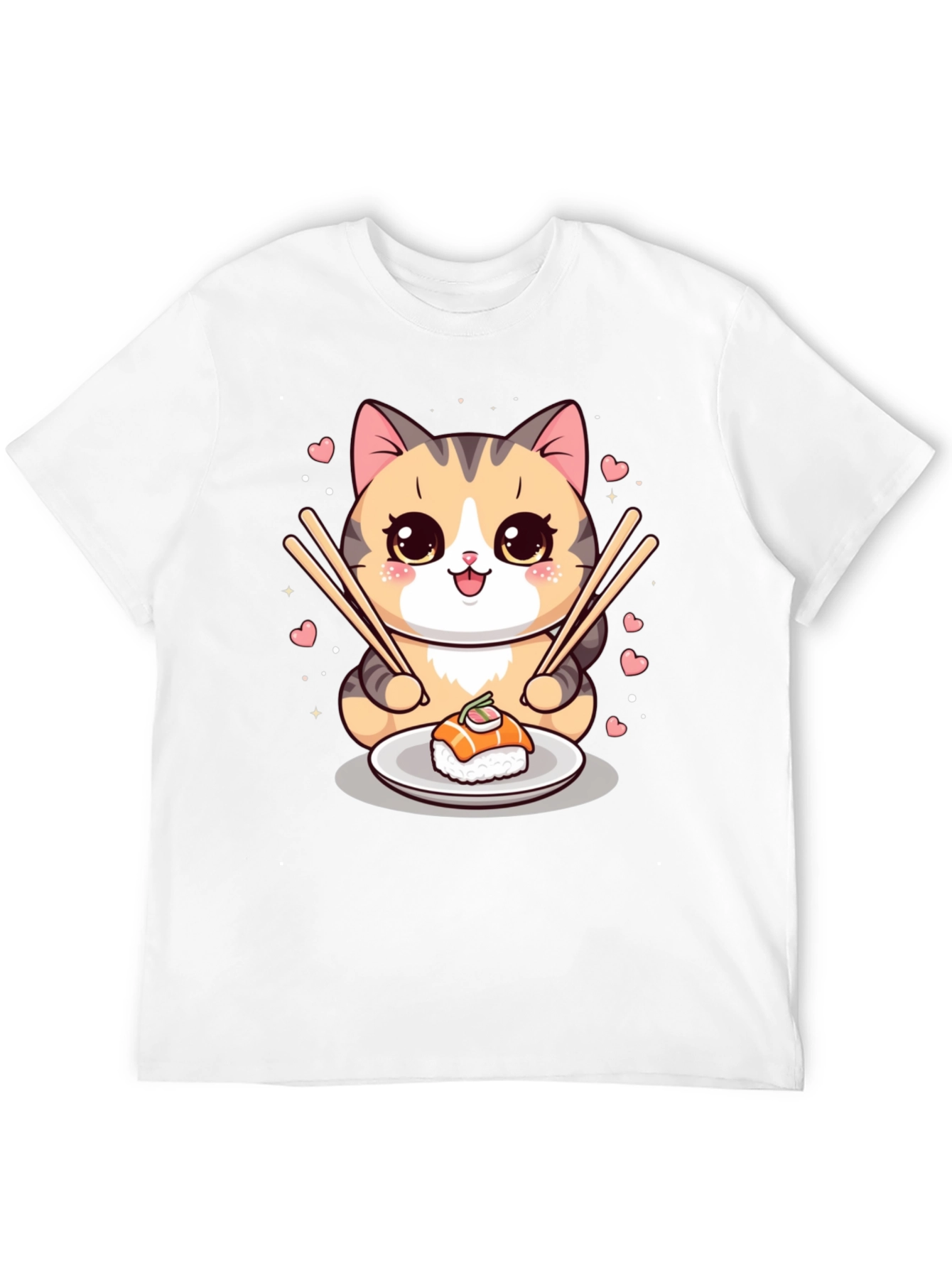Sushi Cat Graphic Tee - Cute Anime Style