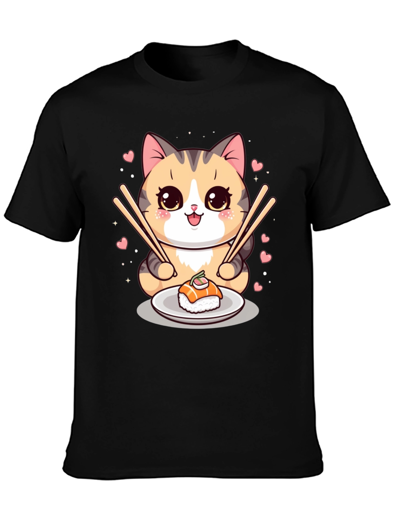 Sushi Cat Graphic Tee - Cute Anime Style