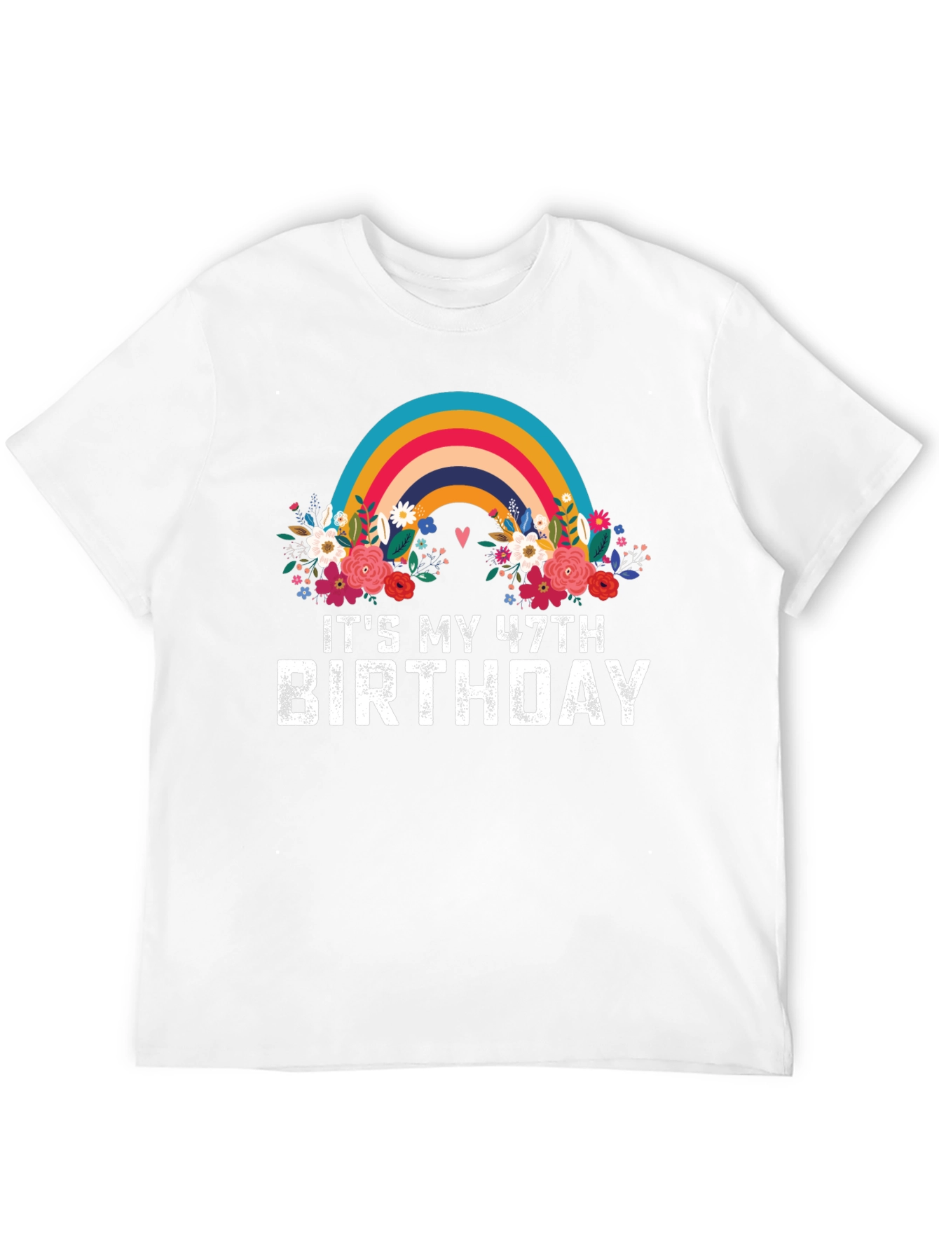 47th Birthday Rainbow Floral T-Shirt