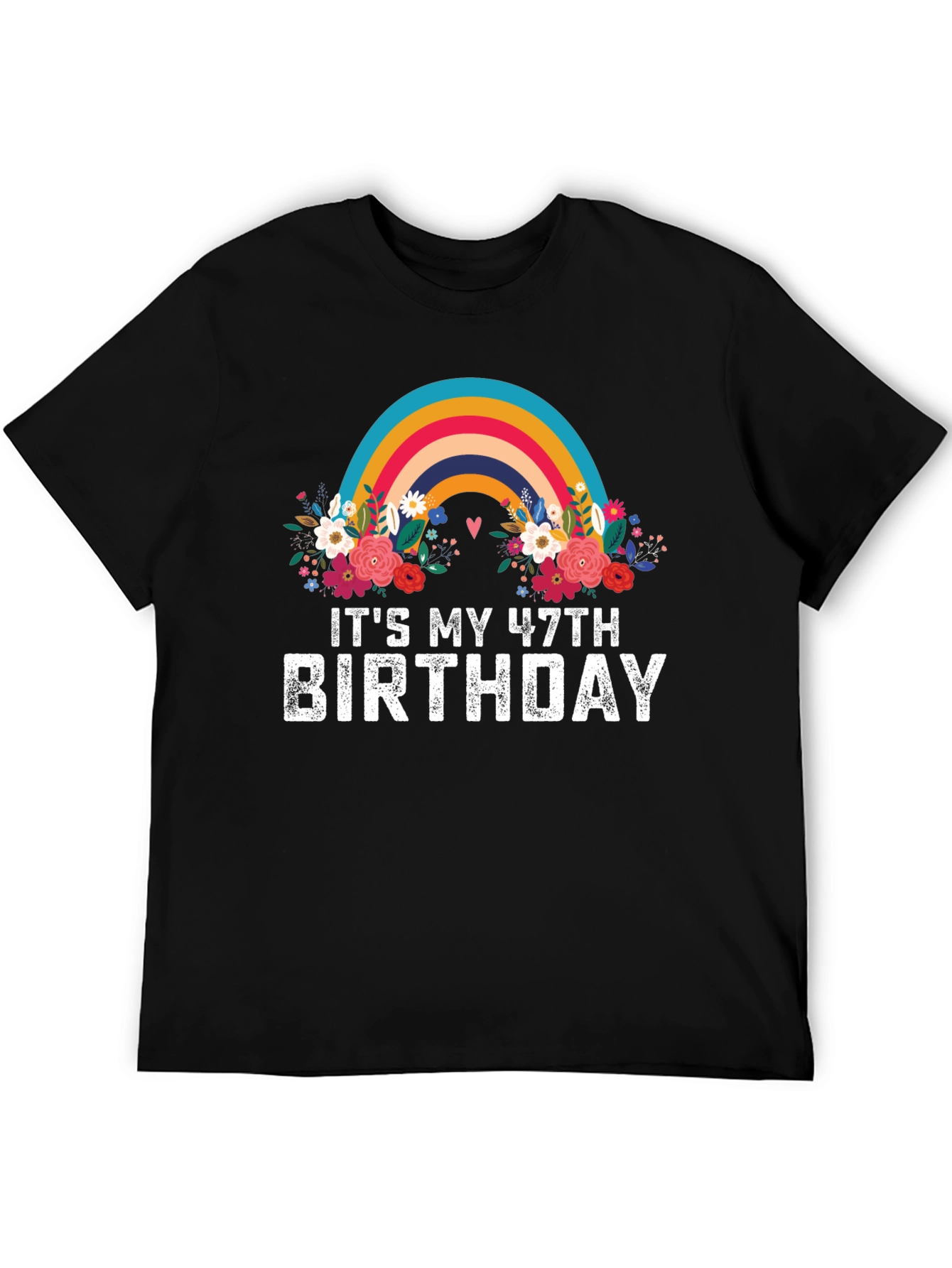 47th Birthday Rainbow Floral T-Shirt
