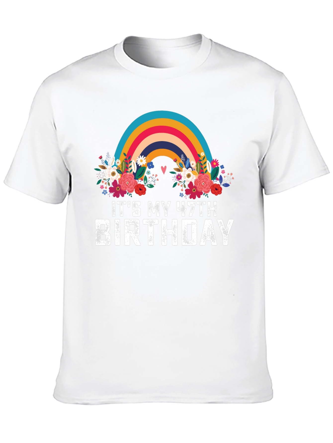 47th Birthday Rainbow Floral T-Shirt