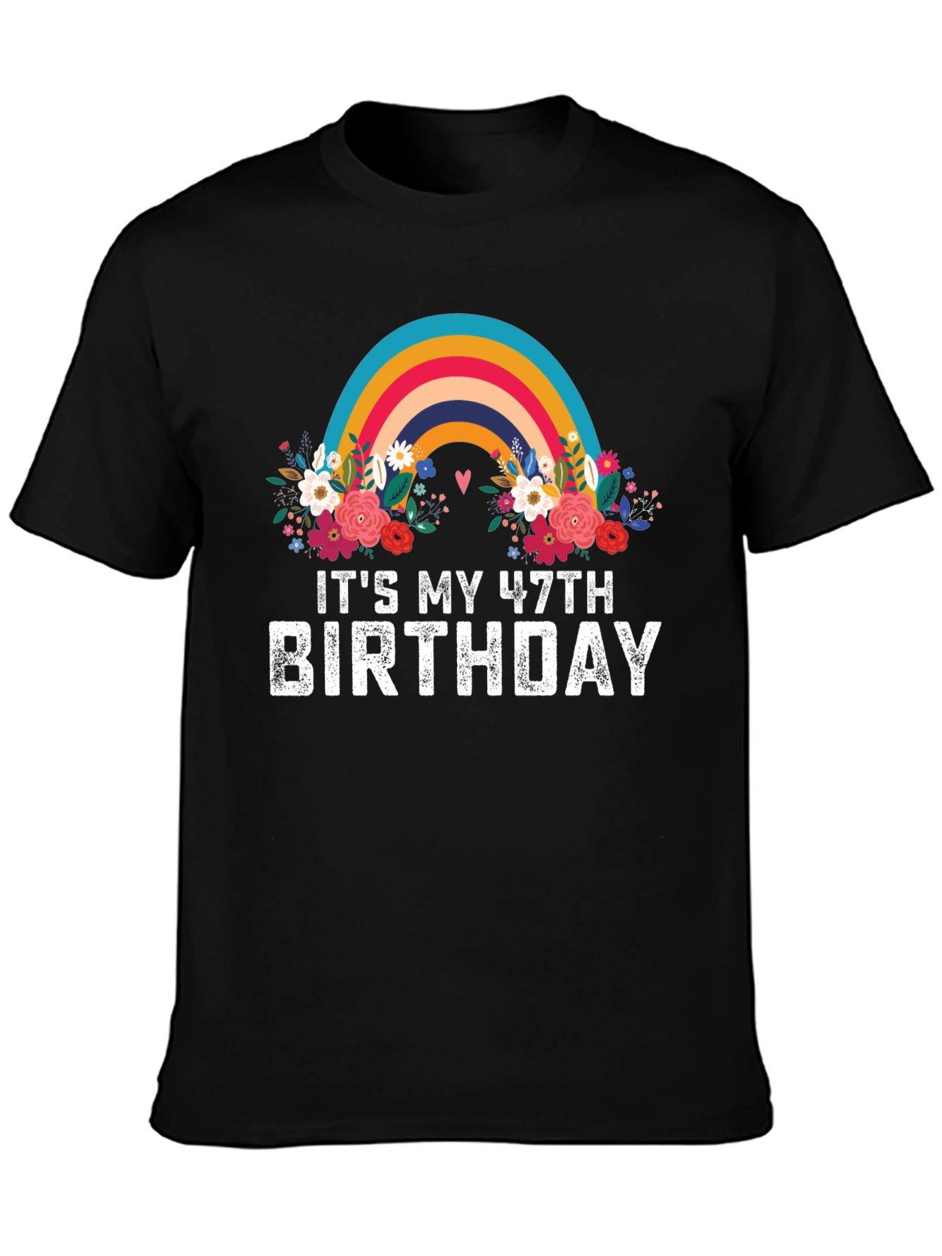 47th Birthday Rainbow Floral T-Shirt