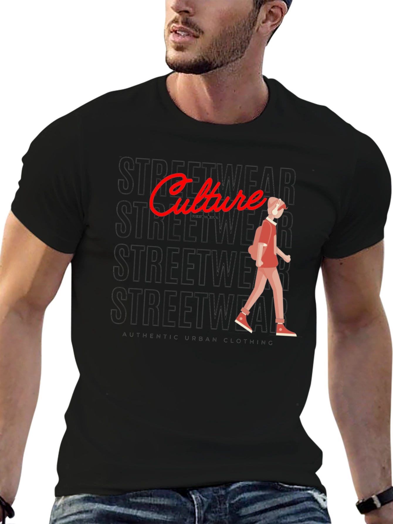 Streetwear Culture Graphic Black T-Shirt