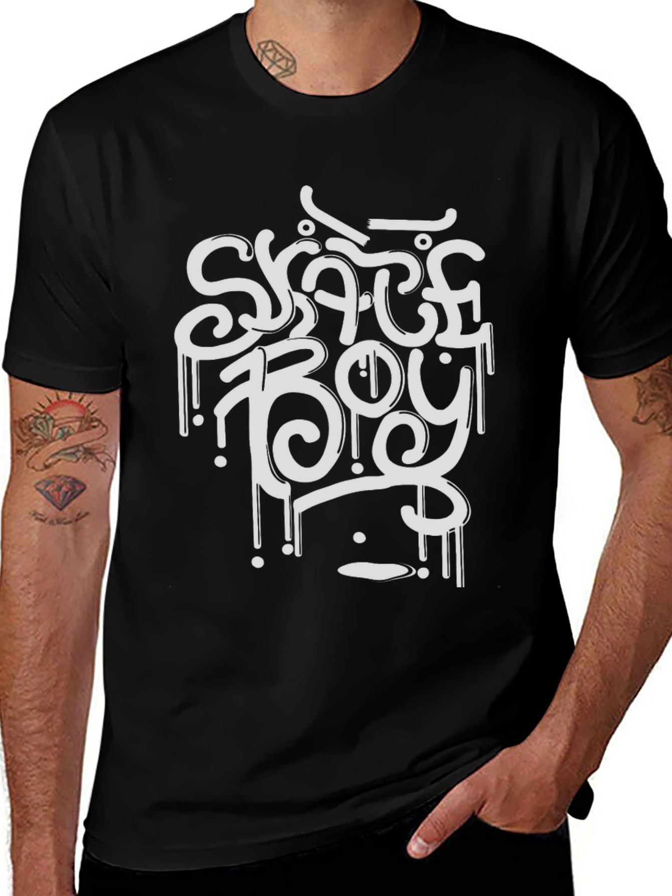 Skate Boy Graphic T-Shirt - Black